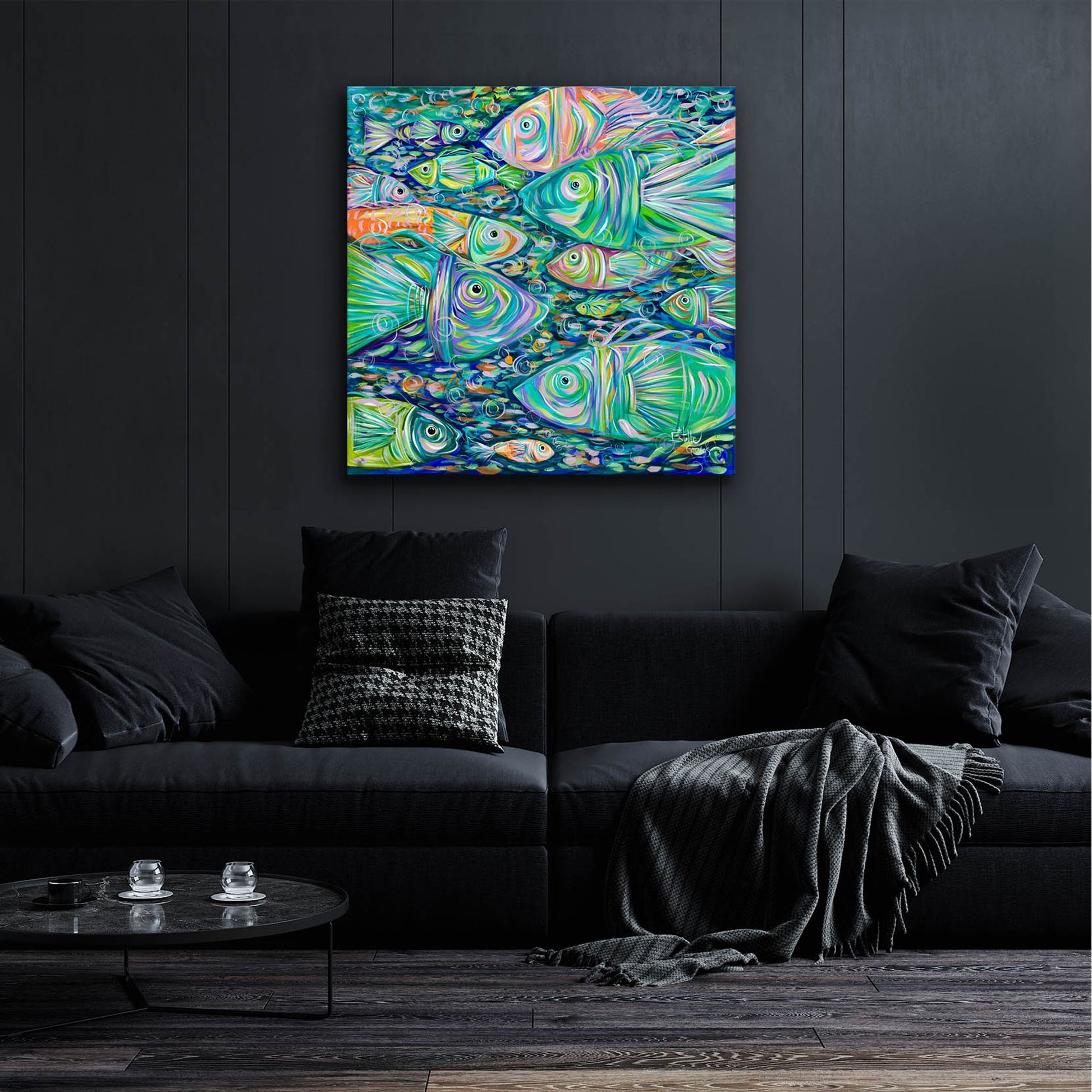 Epic Art 'School of Fish' by Estelle Grengs, Acrylic Glass Wall Art,36x36