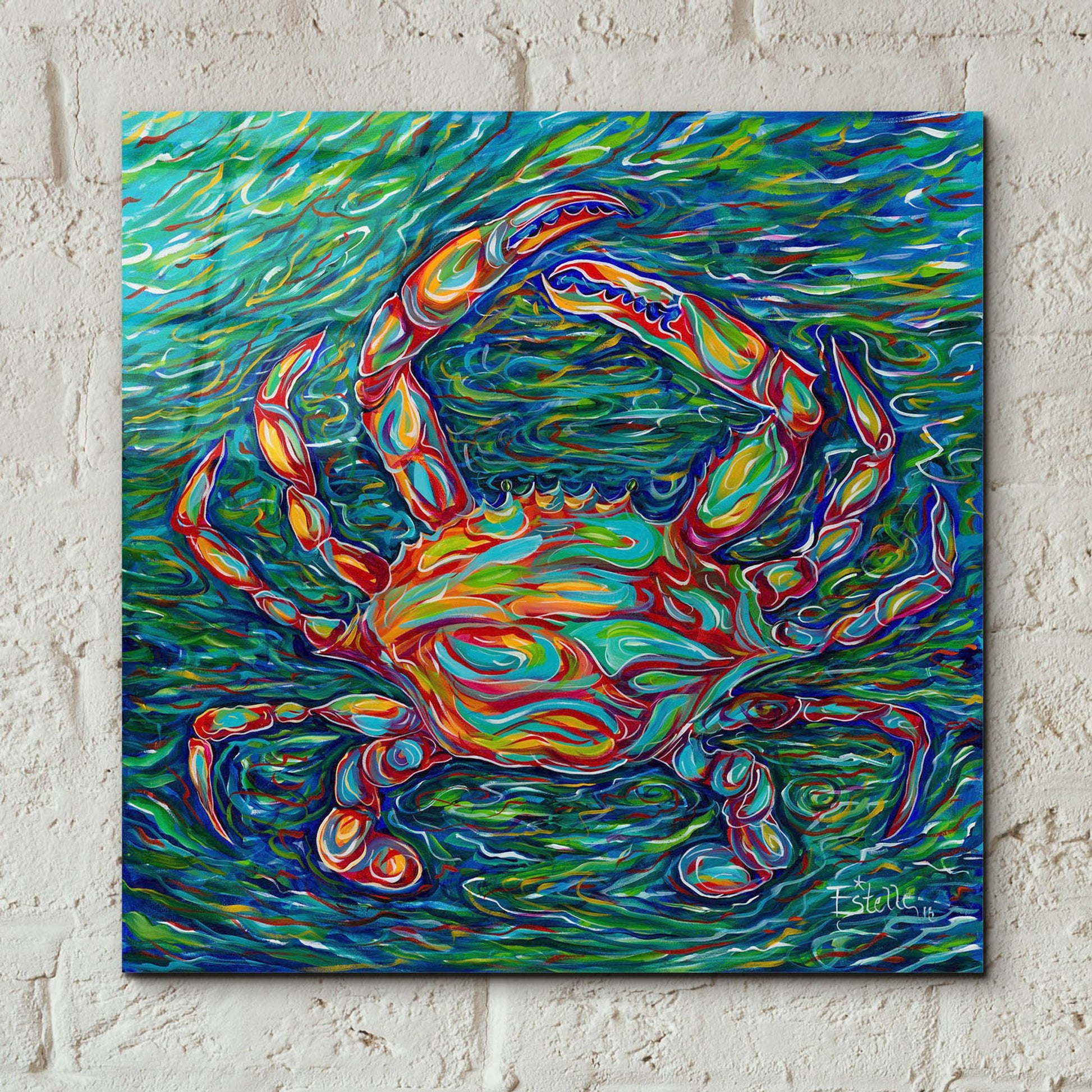 Epic Art 'Crab' by Estelle Grengs, Acrylic Glass Wall Art,12x12