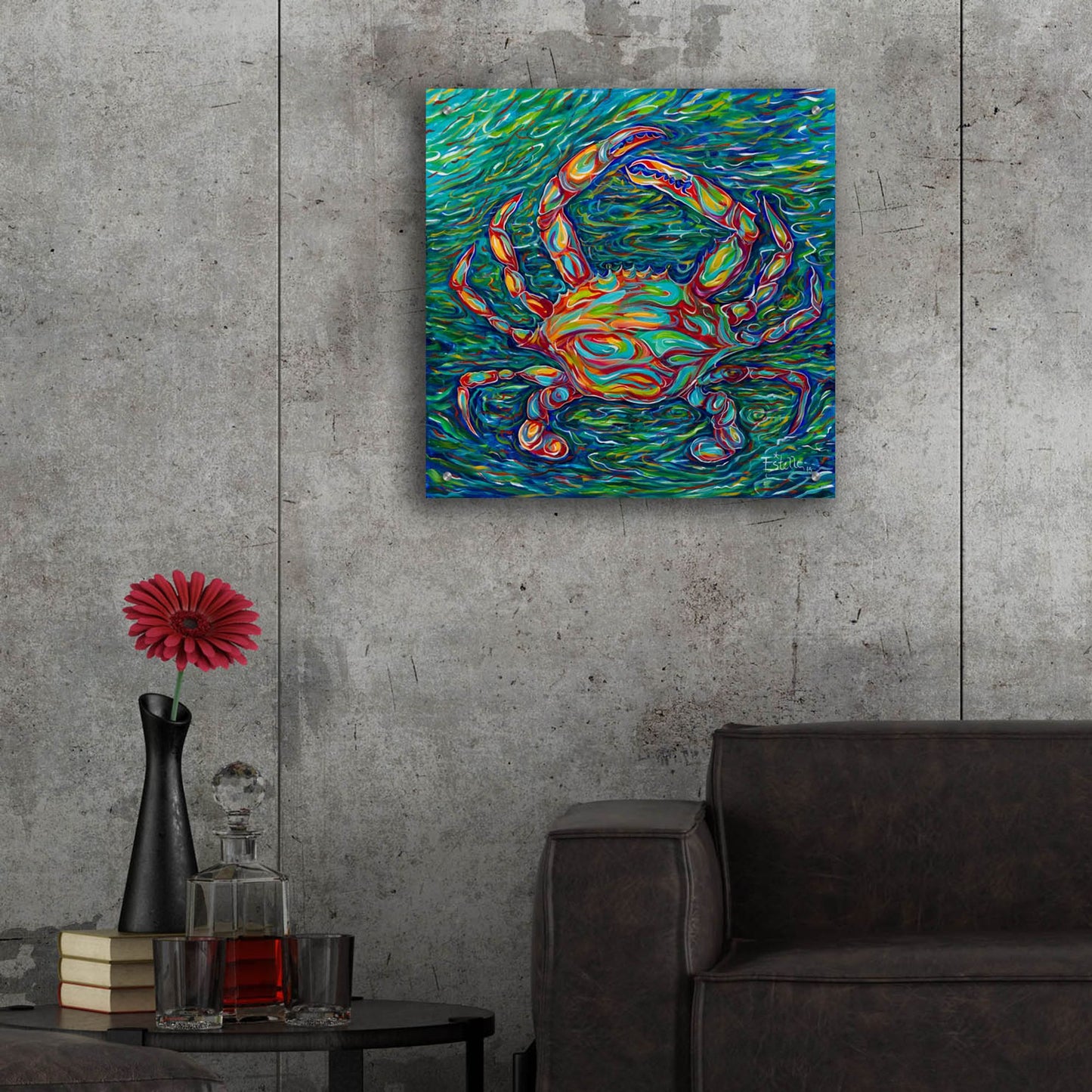 Epic Art 'Crab' by Estelle Grengs, Acrylic Glass Wall Art,24x24