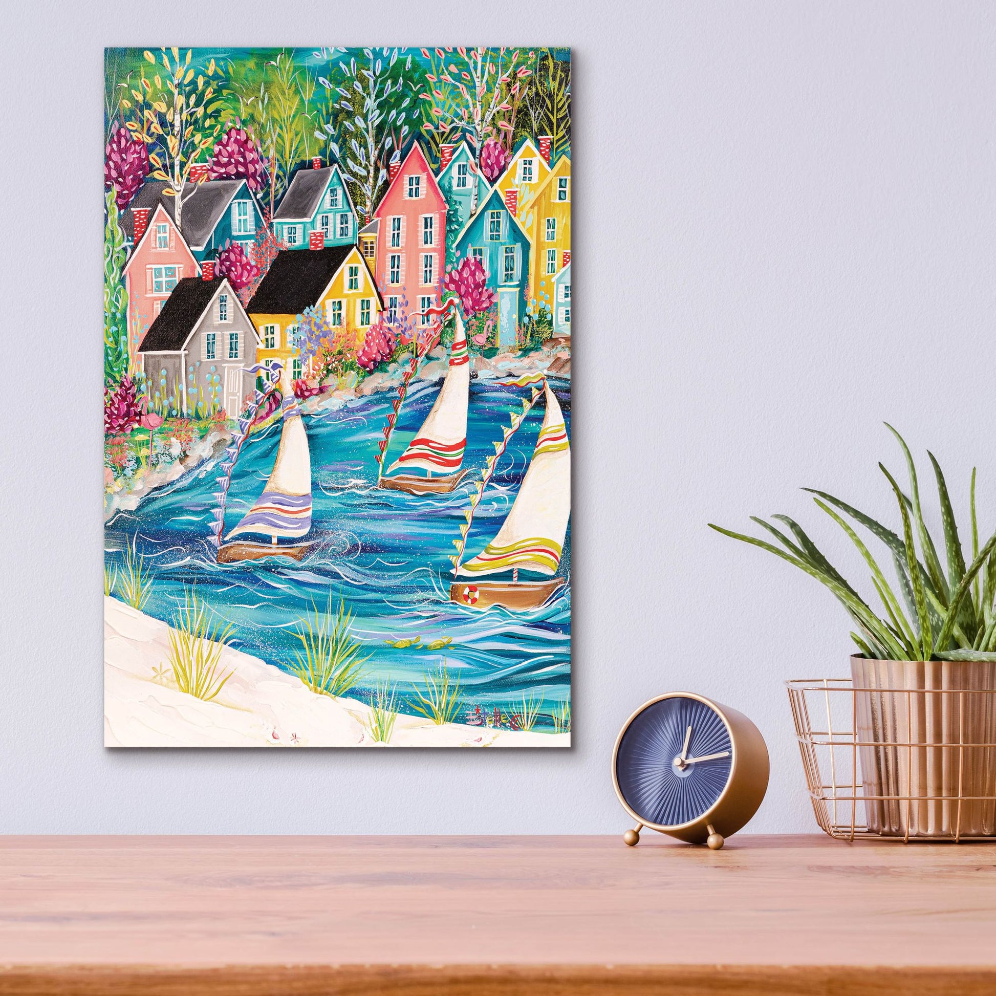 Epic Art 'Coastal Village' by Estelle Grengs, Acrylic Glass Wall Art,12x16