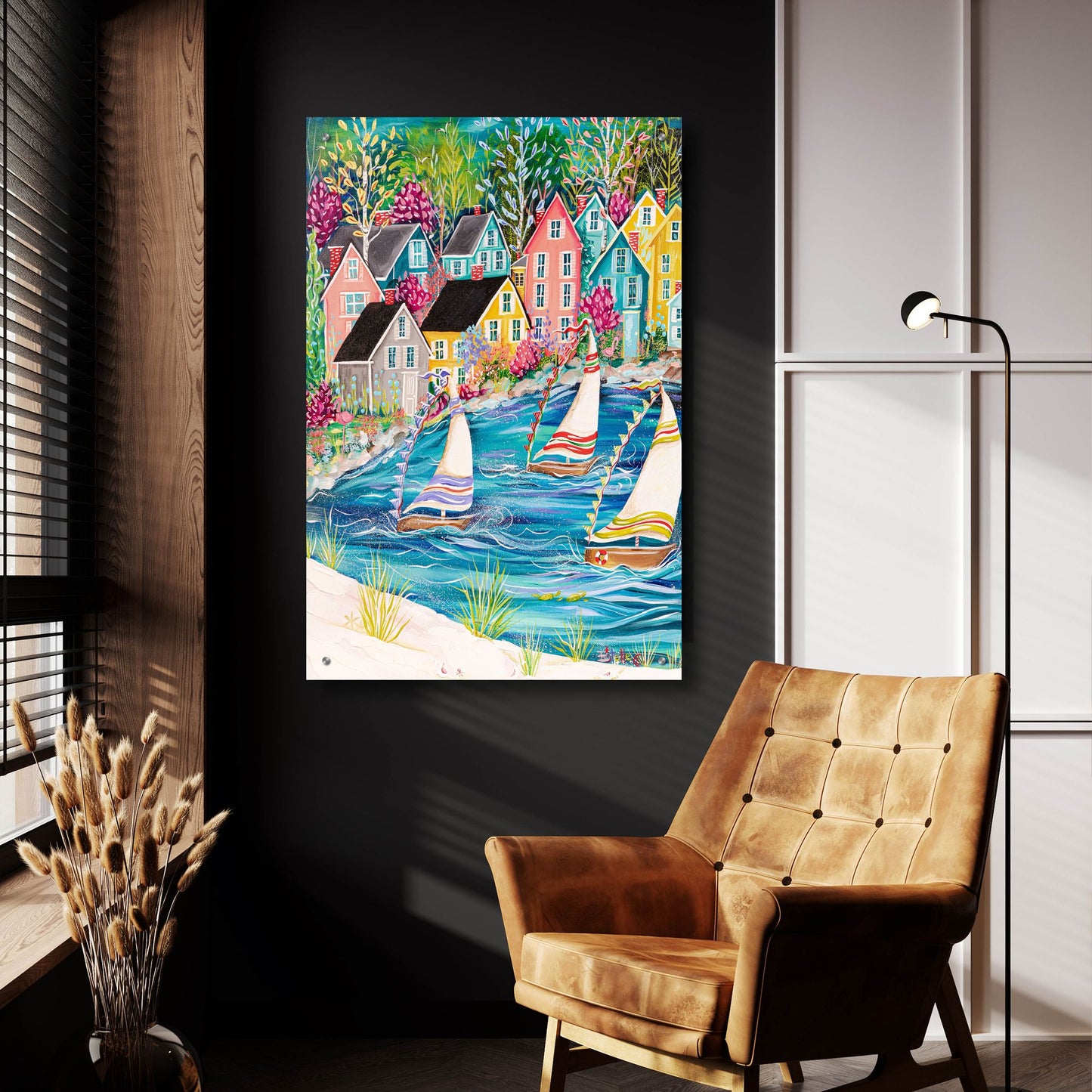 Epic Art 'Coastal Village' by Estelle Grengs, Acrylic Glass Wall Art,24x36