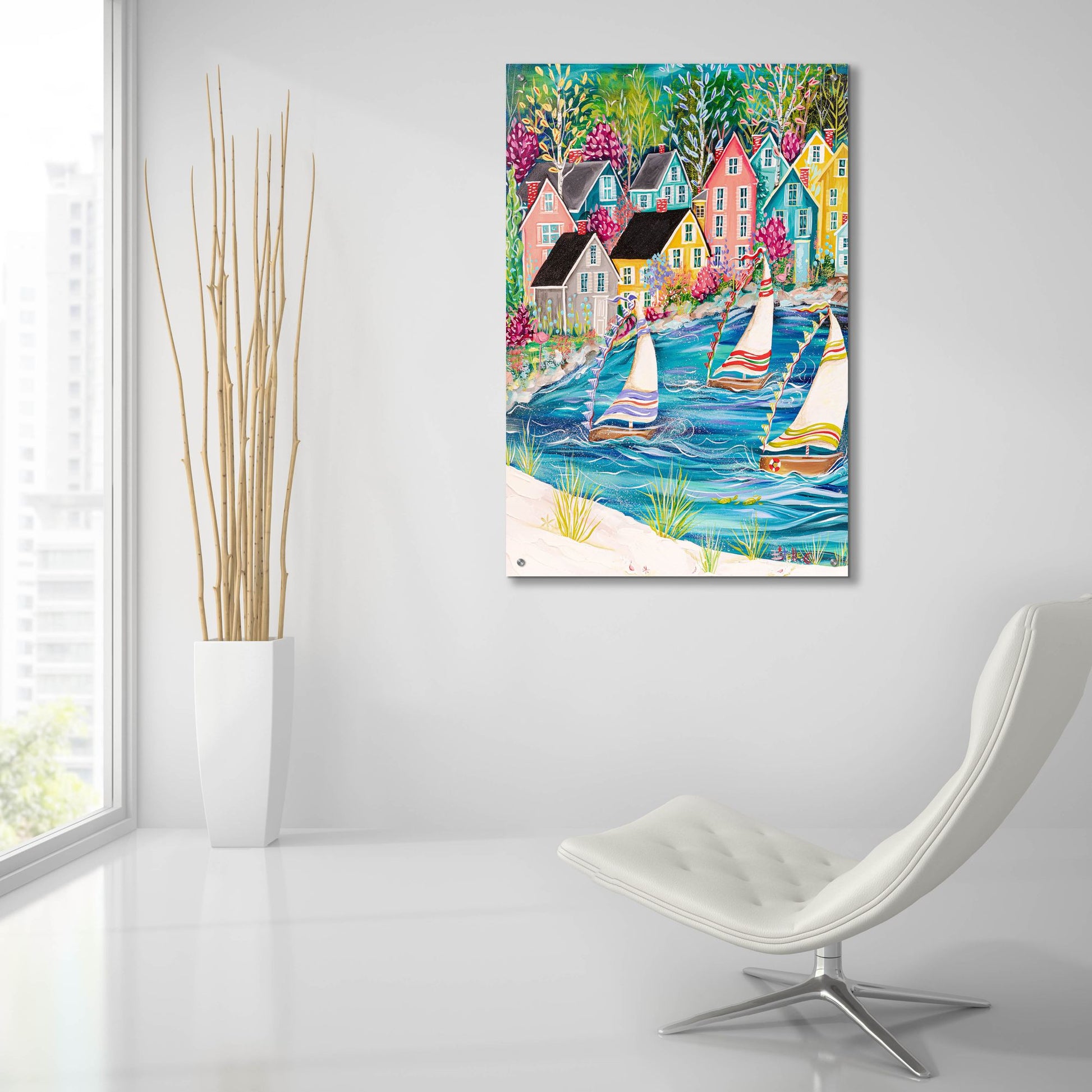 Epic Art 'Coastal Village' by Estelle Grengs, Acrylic Glass Wall Art,24x36