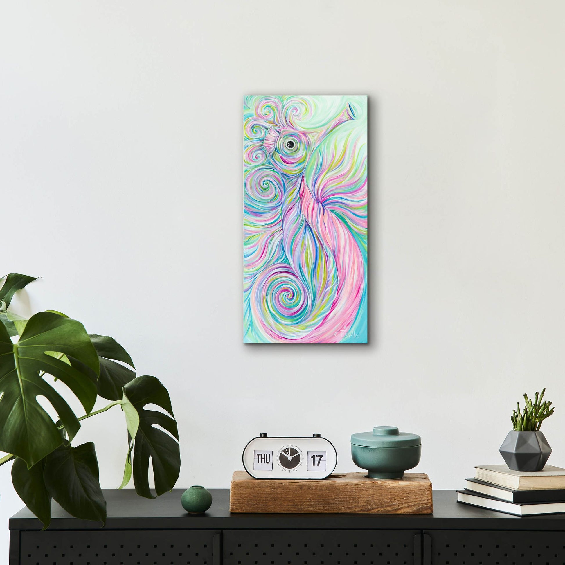 Epic Art 'Swirly Seahorse' by Estelle Grengs, Acrylic Glass Wall Art,12x24