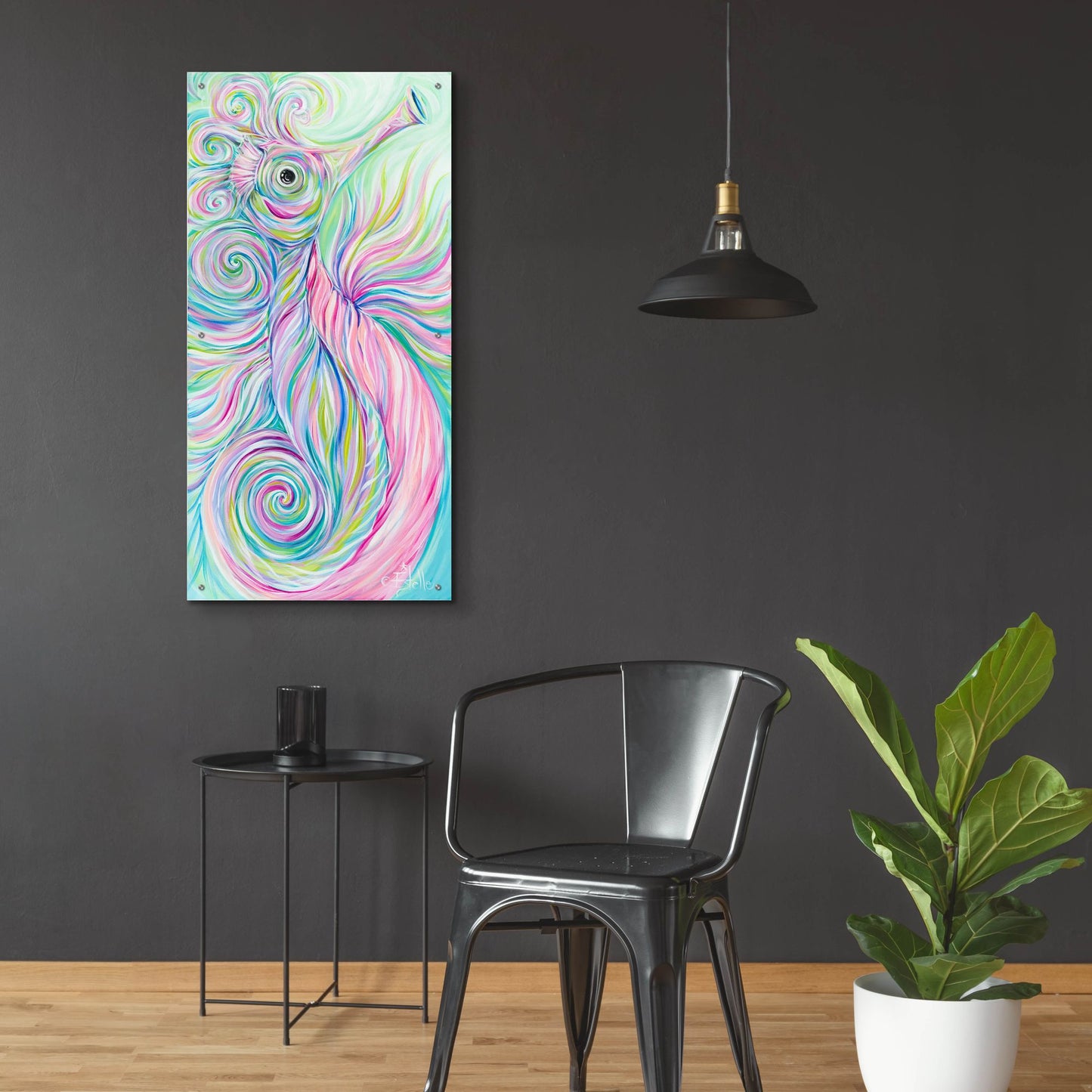 Epic Art 'Swirly Seahorse' by Estelle Grengs, Acrylic Glass Wall Art,24x48