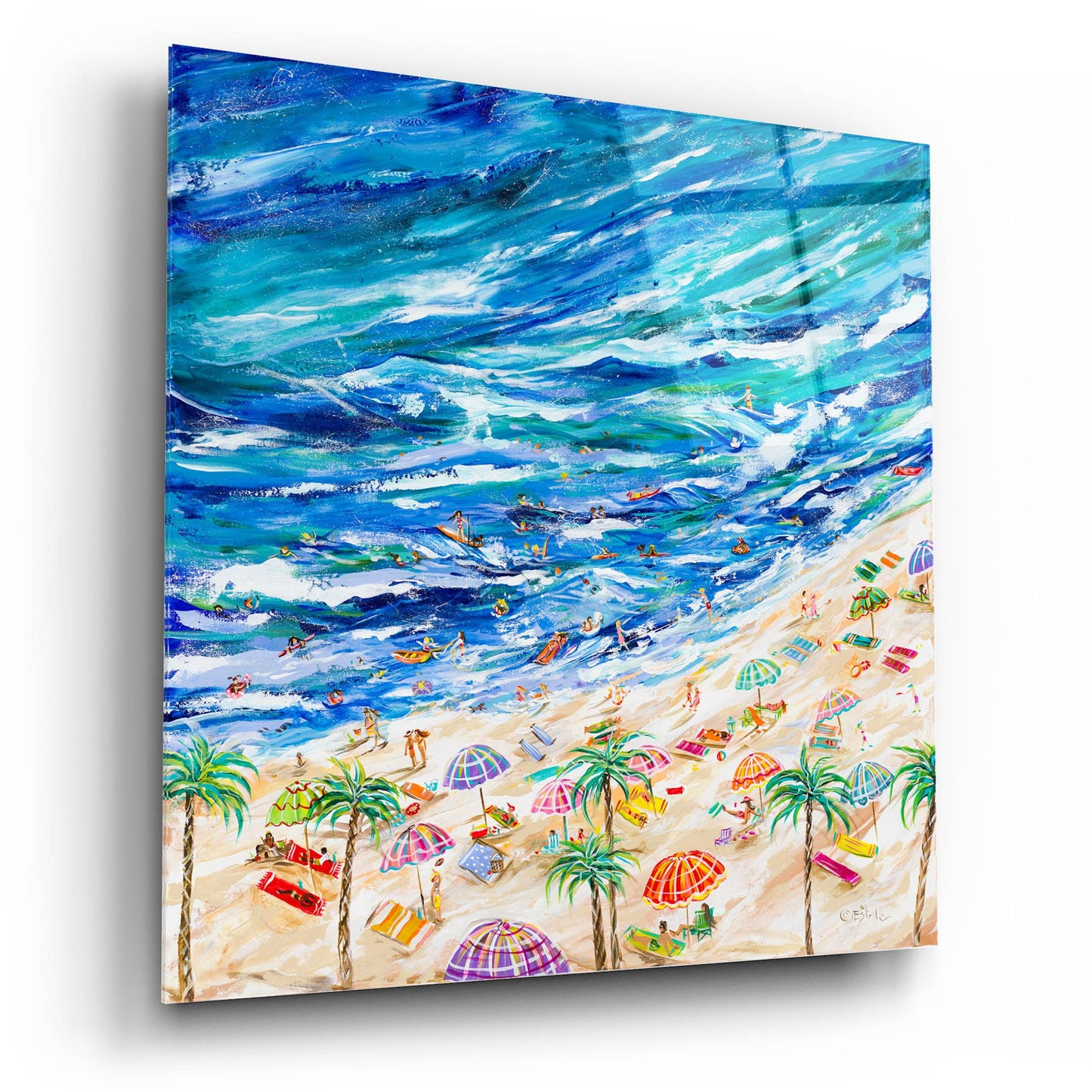 Epic Art 'A Day at the Beach' by Estelle Grengs, Acrylic Glass Wall Art,12x12