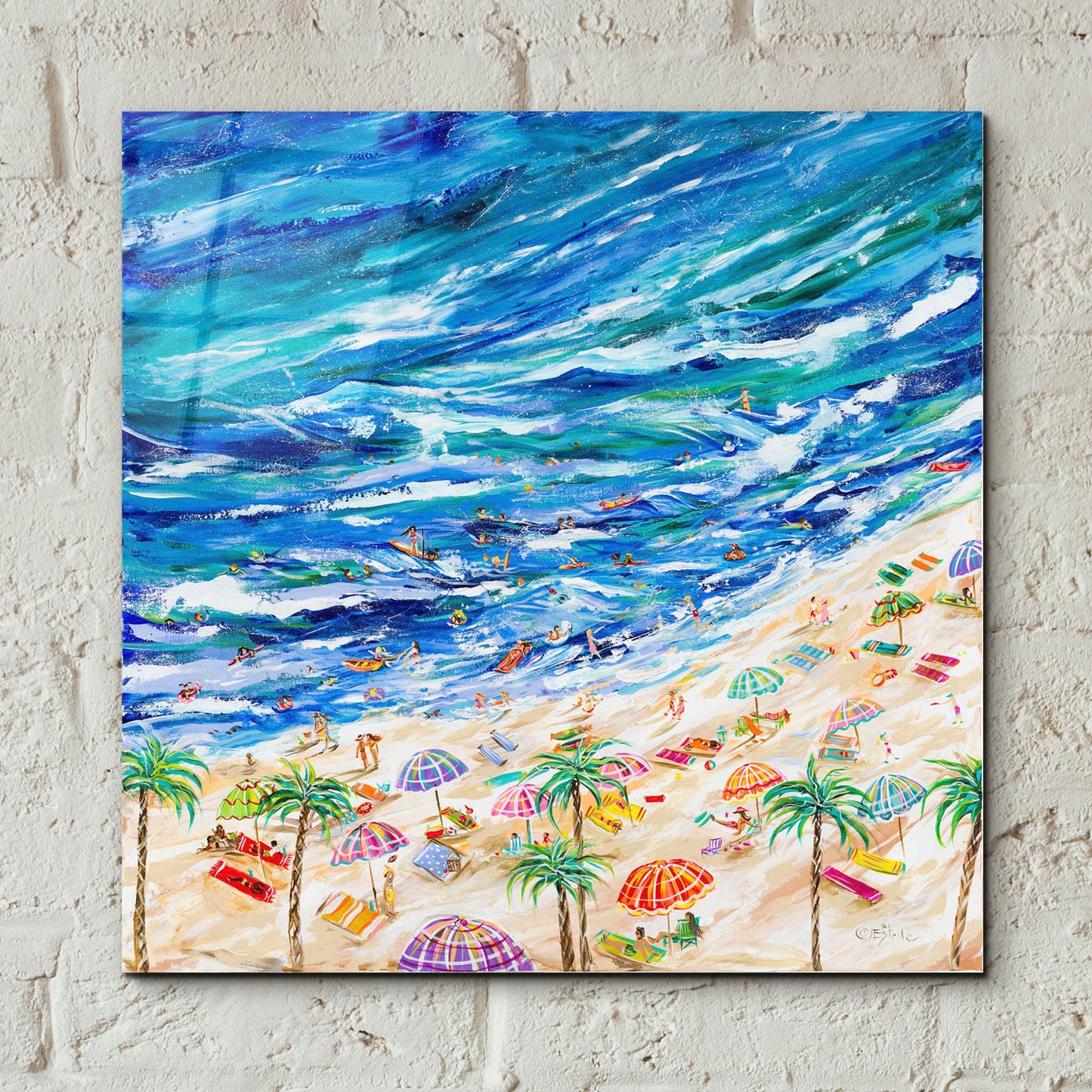 Epic Art 'A Day at the Beach' by Estelle Grengs, Acrylic Glass Wall Art,12x12