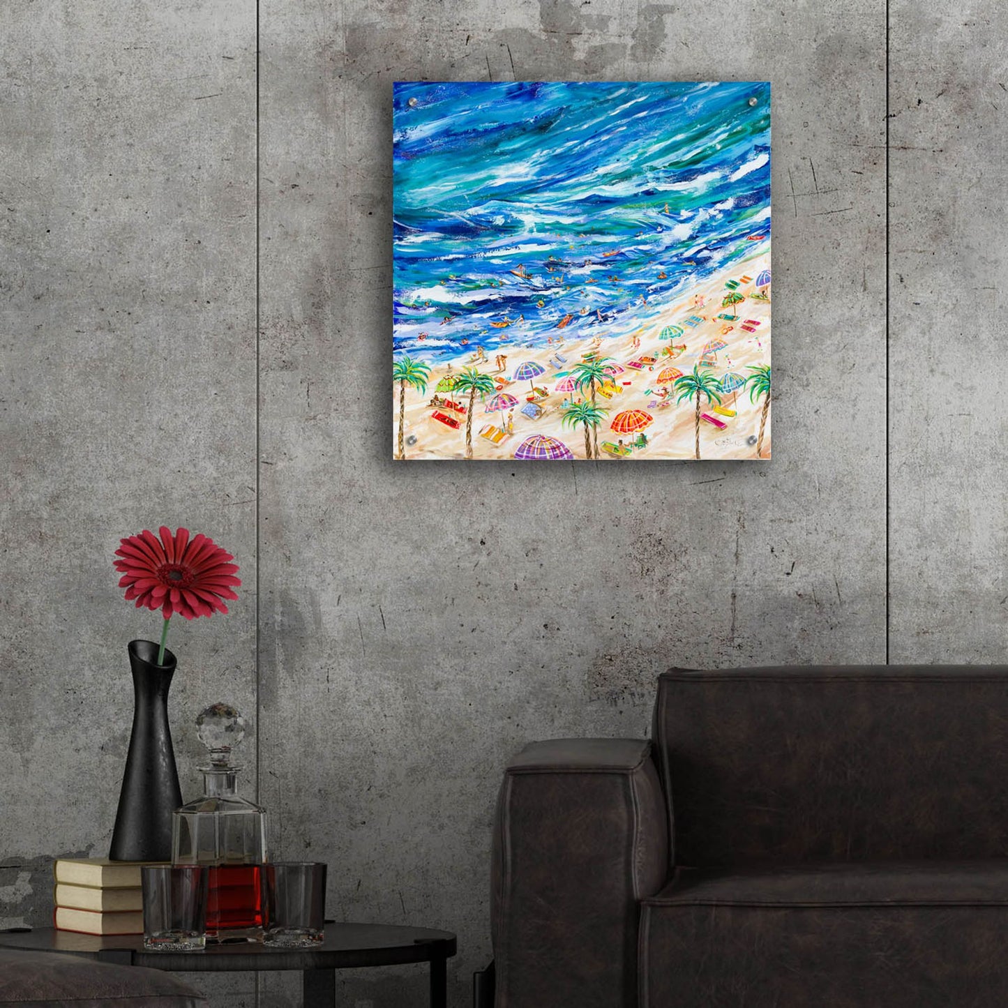 Epic Art 'A Day at the Beach' by Estelle Grengs, Acrylic Glass Wall Art,24x24