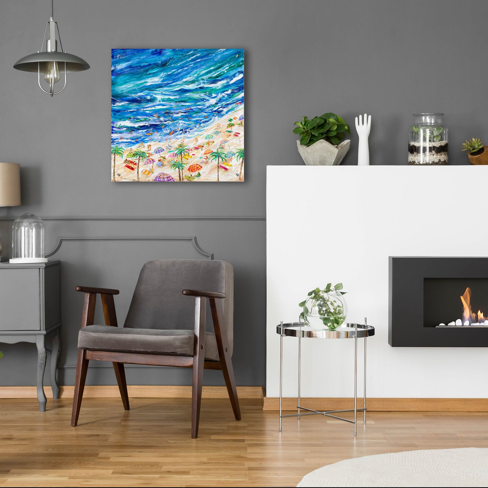 Epic Art 'A Day at the Beach' by Estelle Grengs, Acrylic Glass Wall Art,24x24