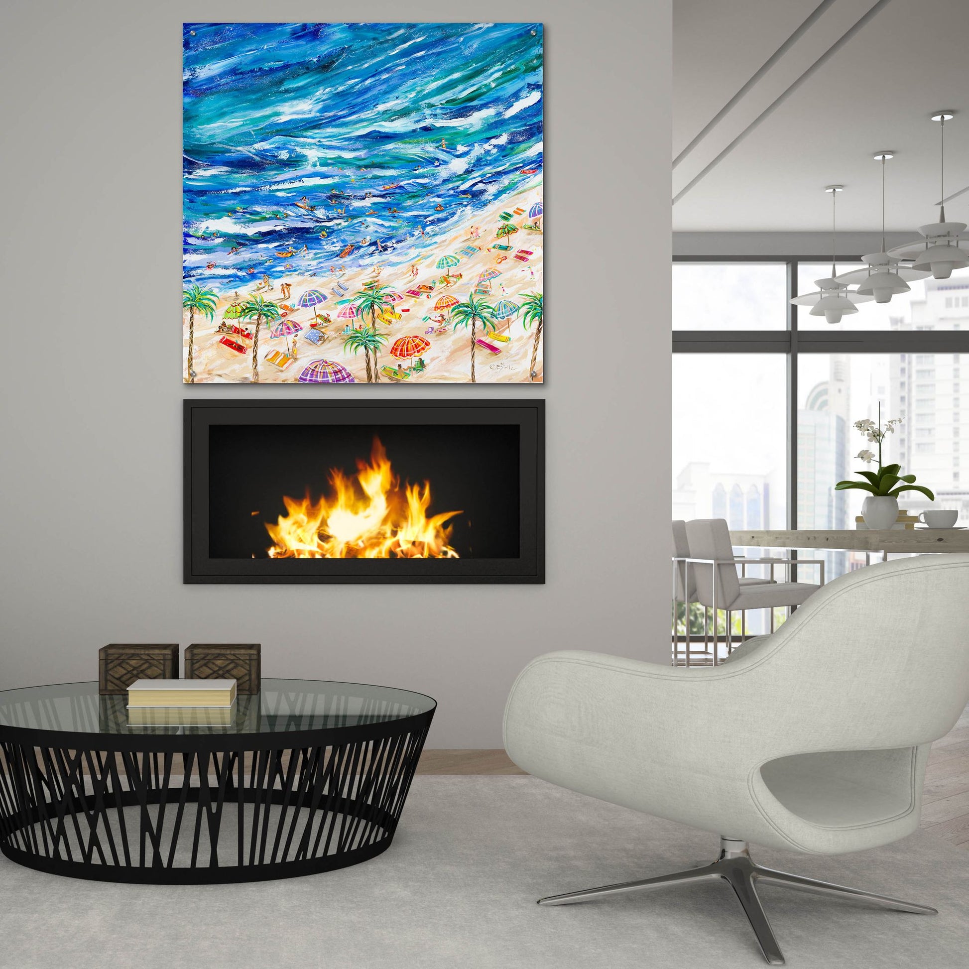 Epic Art 'A Day at the Beach' by Estelle Grengs, Acrylic Glass Wall Art,36x36