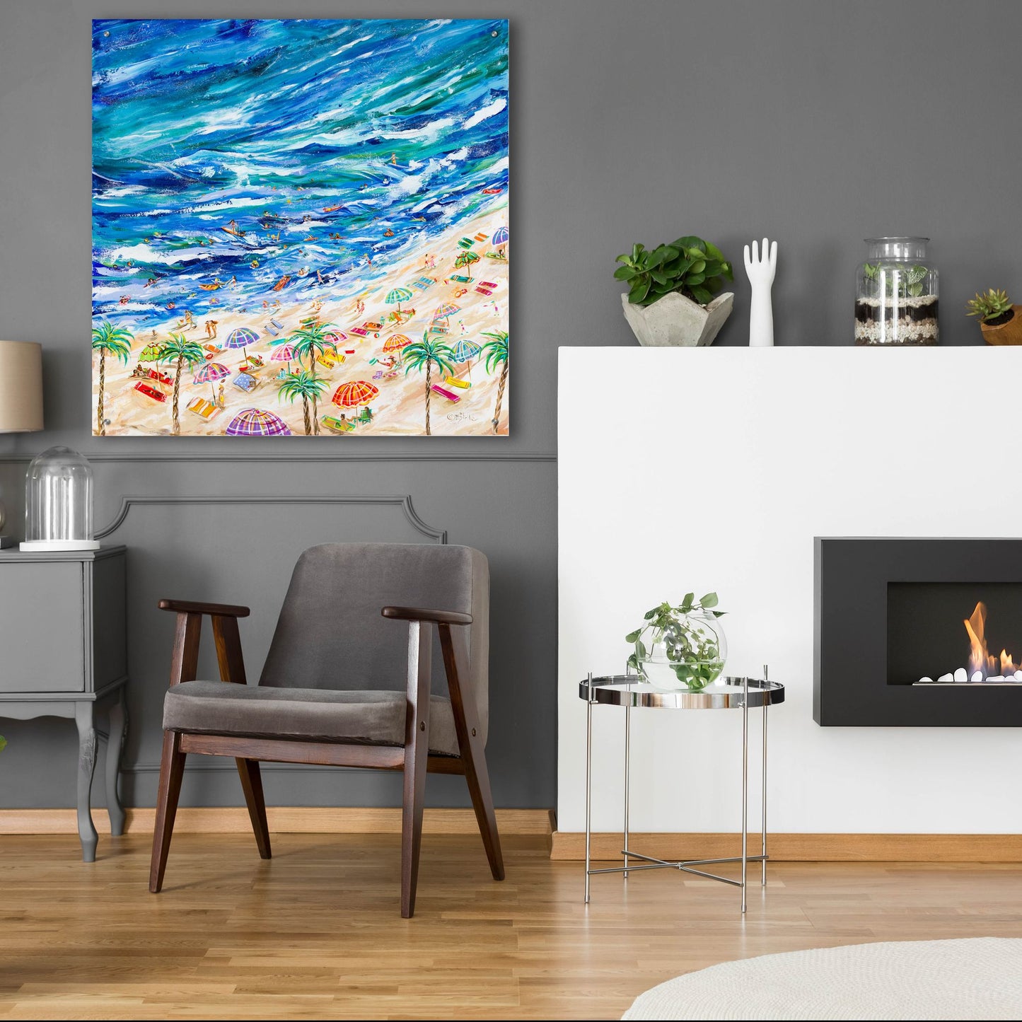 Epic Art 'A Day at the Beach' by Estelle Grengs, Acrylic Glass Wall Art,36x36