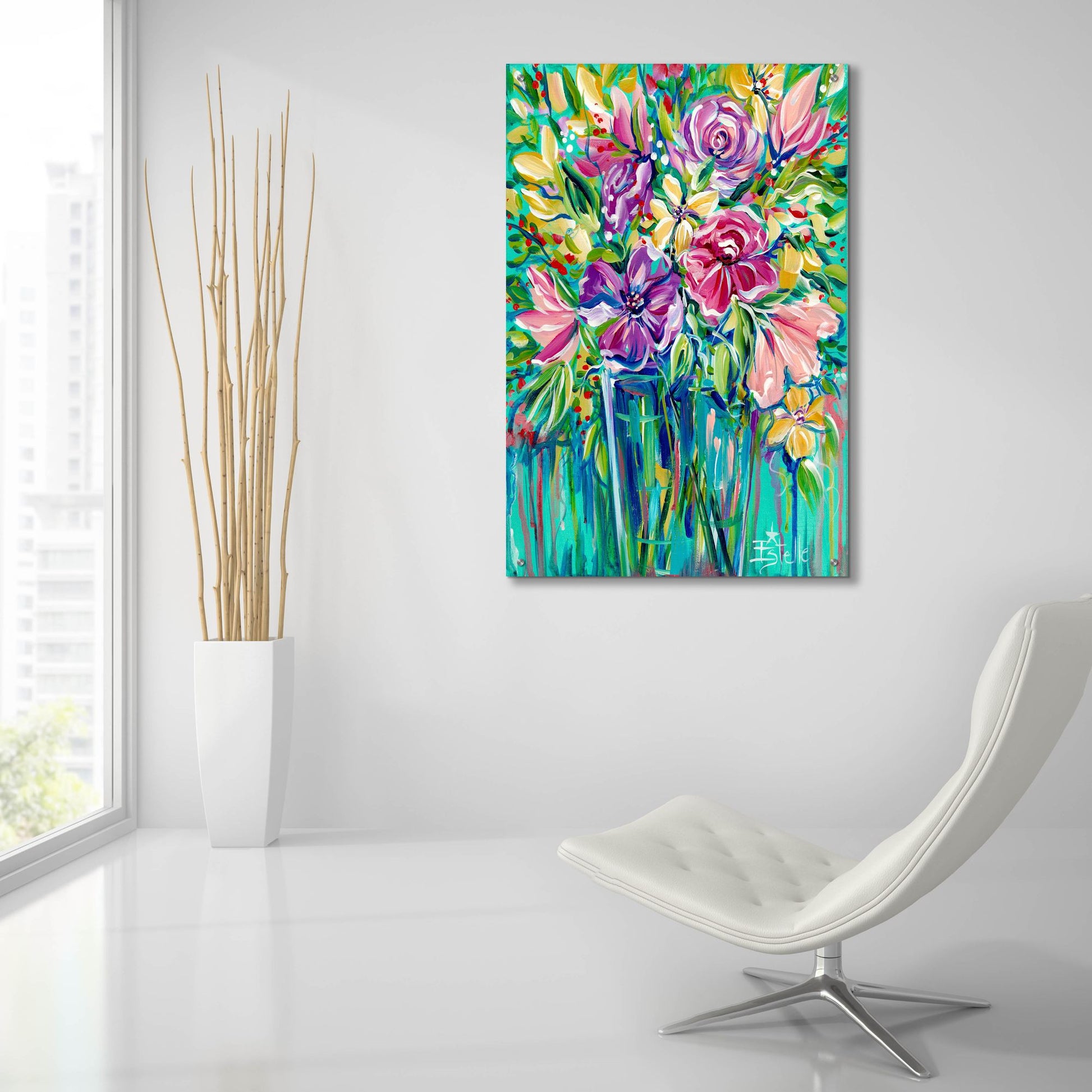 Epic Art 'Flower Gems' by Estelle Grengs, Acrylic Glass Wall Art,24x36