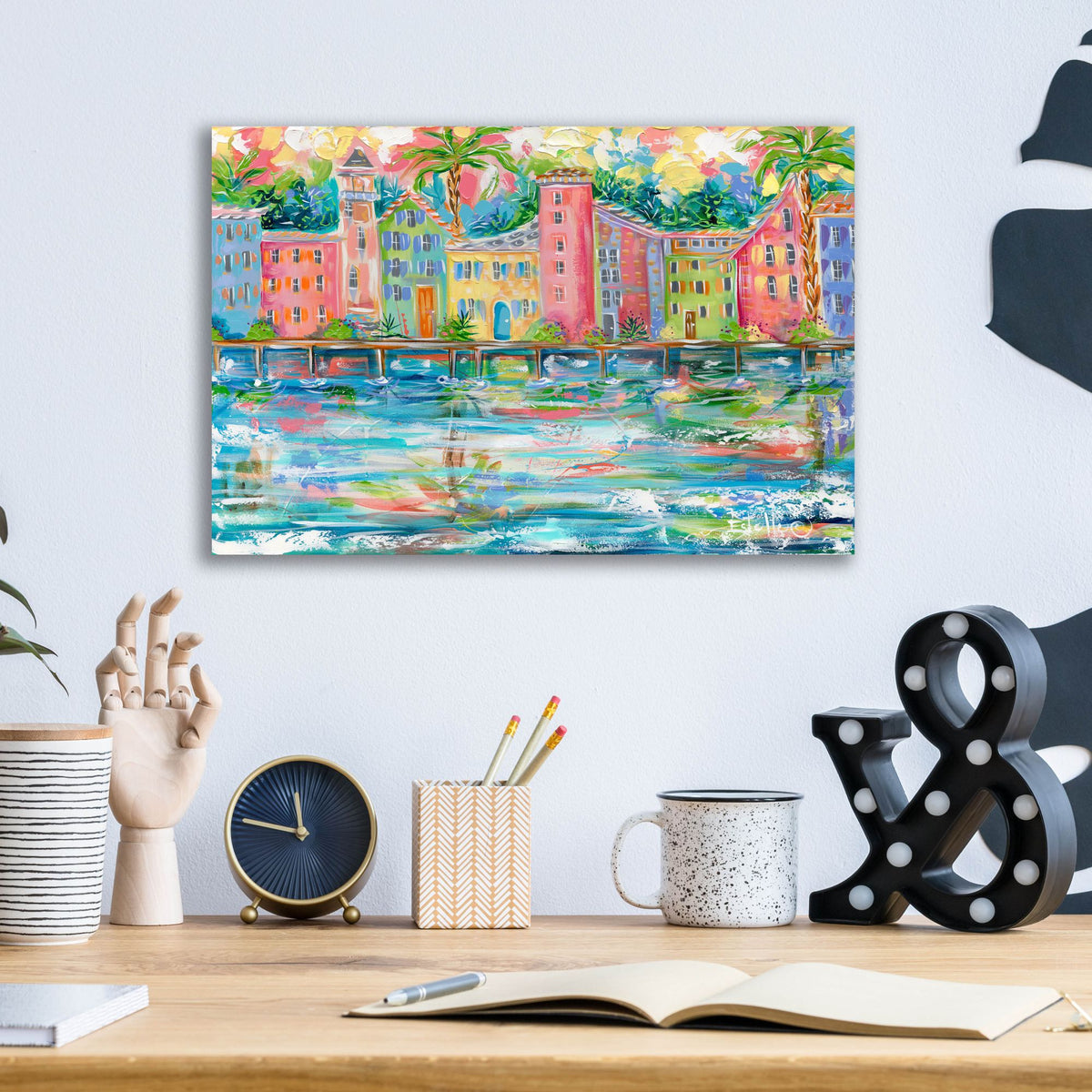 Epic Art 'Dock City' by Estelle Grengs, Acrylic Glass Wall Art,16x12