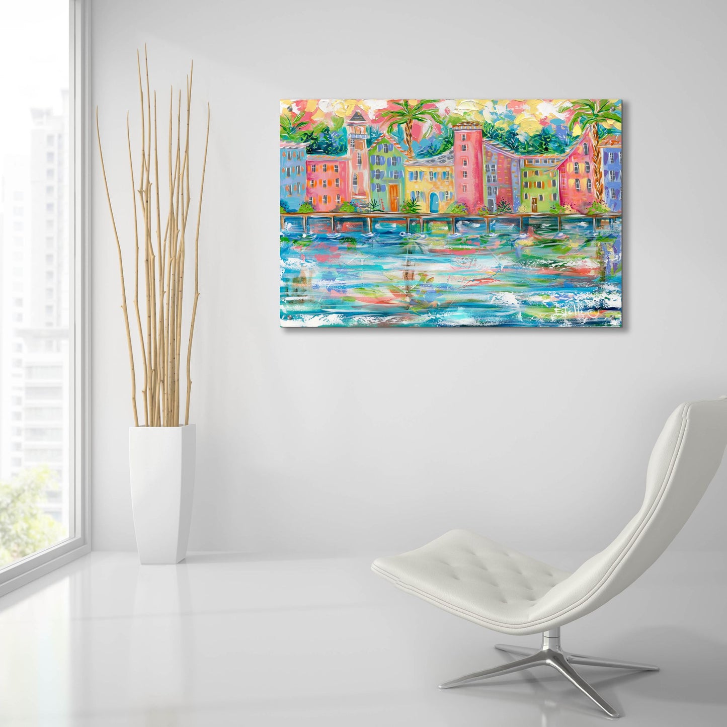 Epic Art 'Dock City' by Estelle Grengs, Acrylic Glass Wall Art,36x24