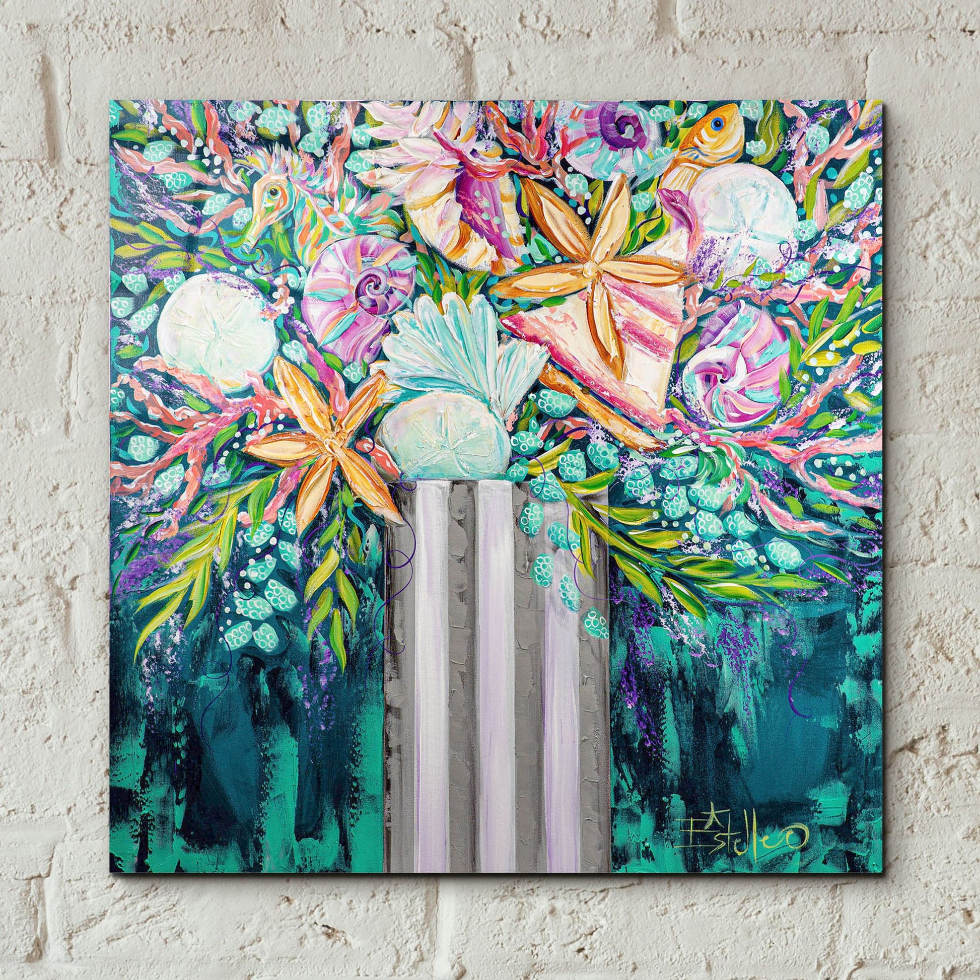 Epic Art 'Coastal Bouquet' by Estelle Grengs, Acrylic Glass Wall Art,12x12