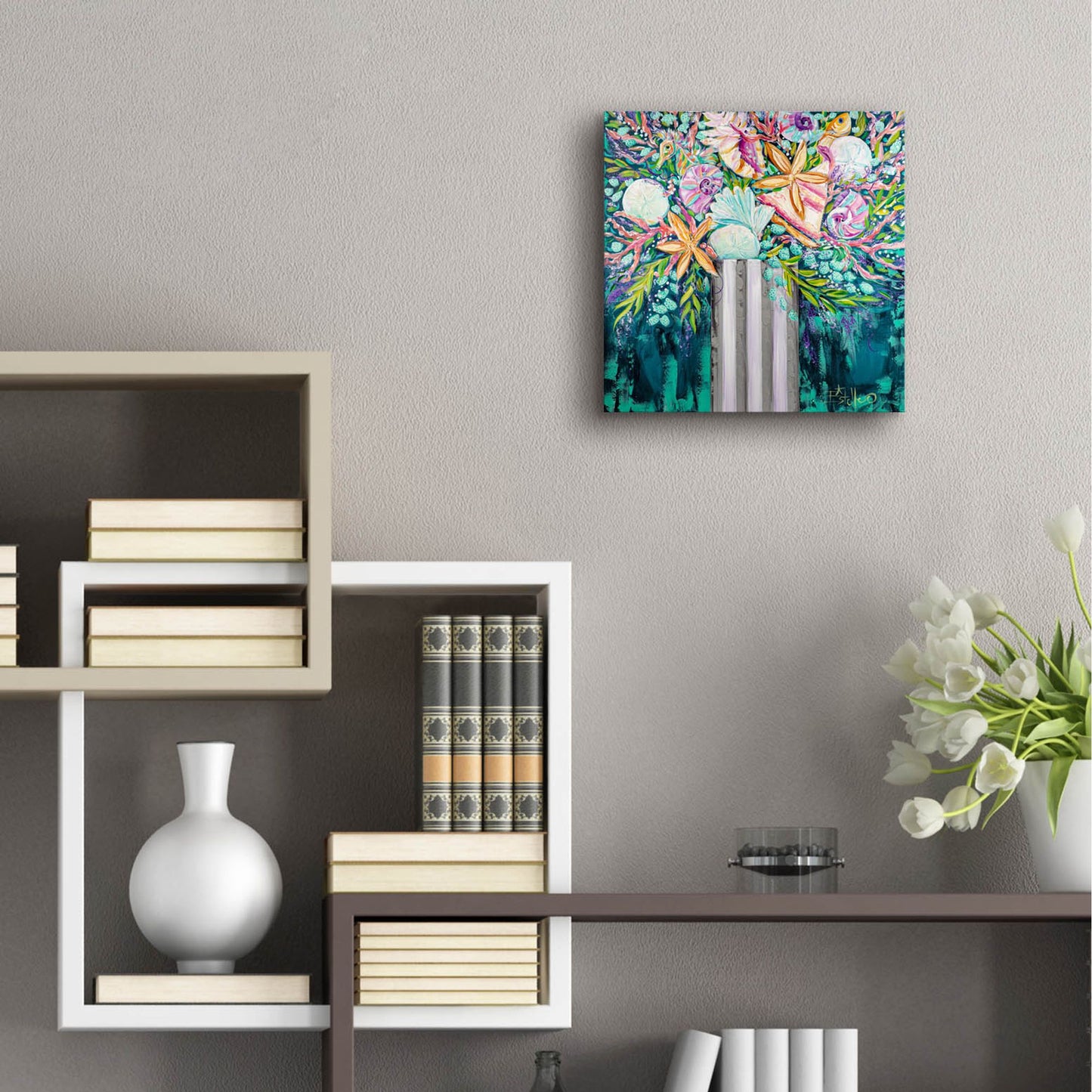 Epic Art 'Coastal Bouquet' by Estelle Grengs, Acrylic Glass Wall Art,12x12