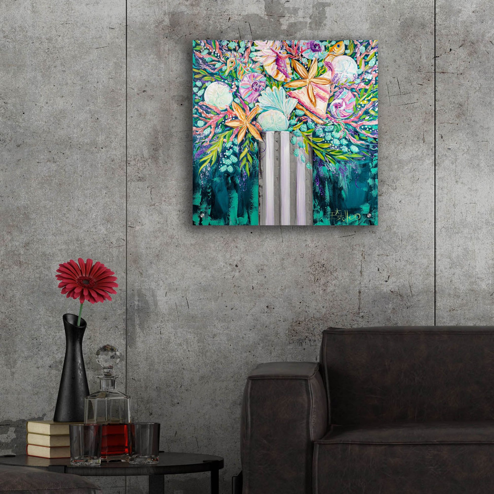 Epic Art 'Coastal Bouquet' by Estelle Grengs, Acrylic Glass Wall Art,24x24