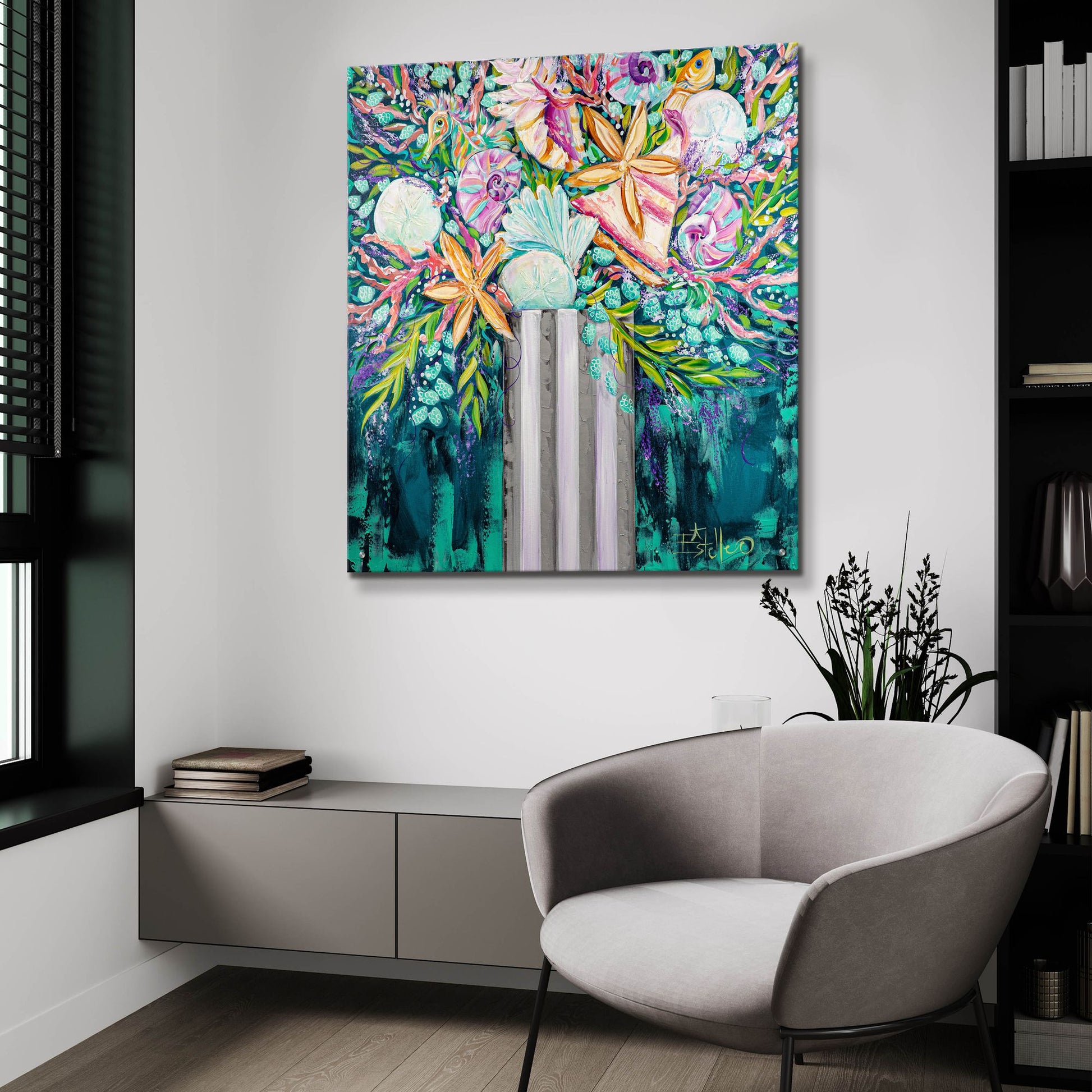 Epic Art 'Coastal Bouquet' by Estelle Grengs, Acrylic Glass Wall Art,36x36