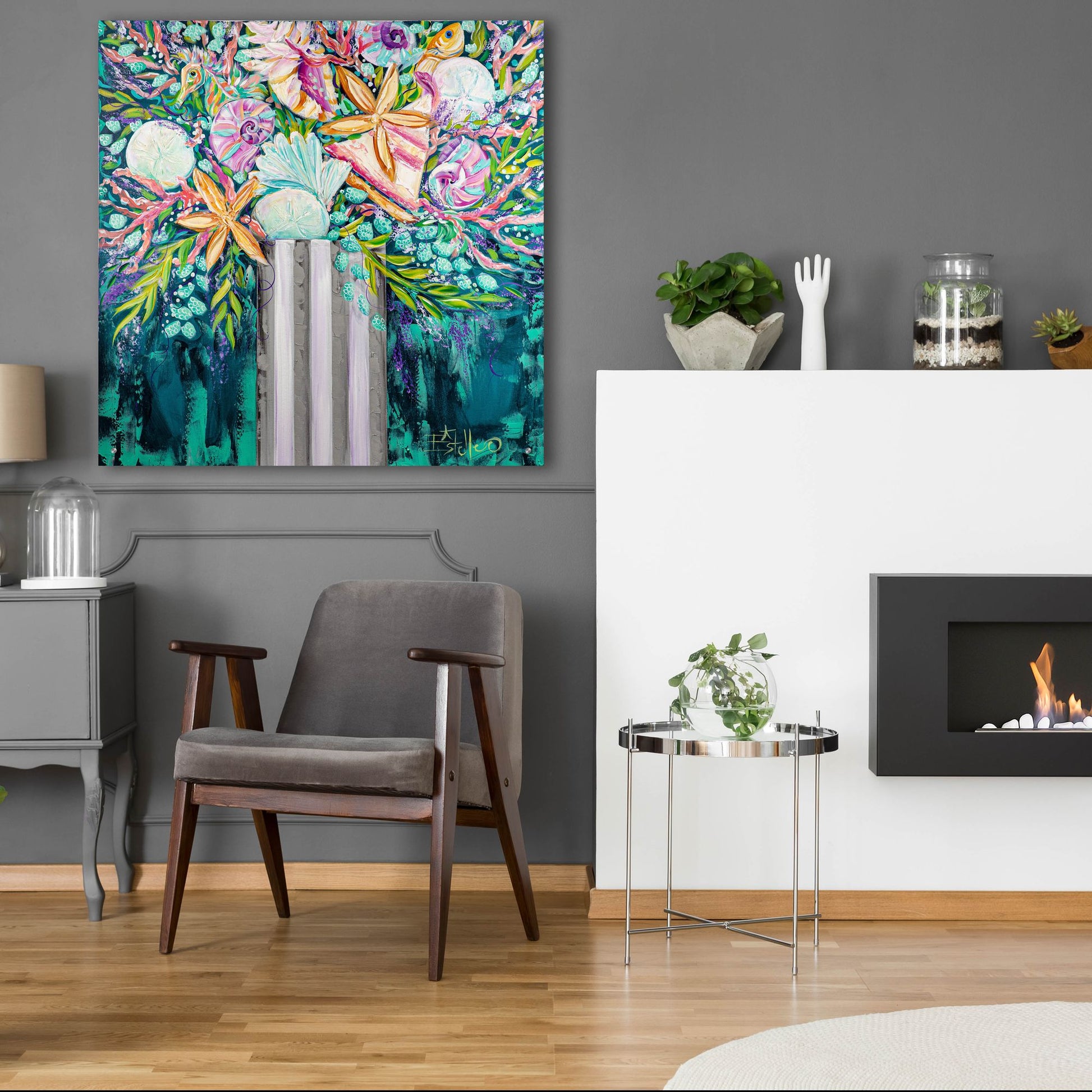 Epic Art 'Coastal Bouquet' by Estelle Grengs, Acrylic Glass Wall Art,36x36