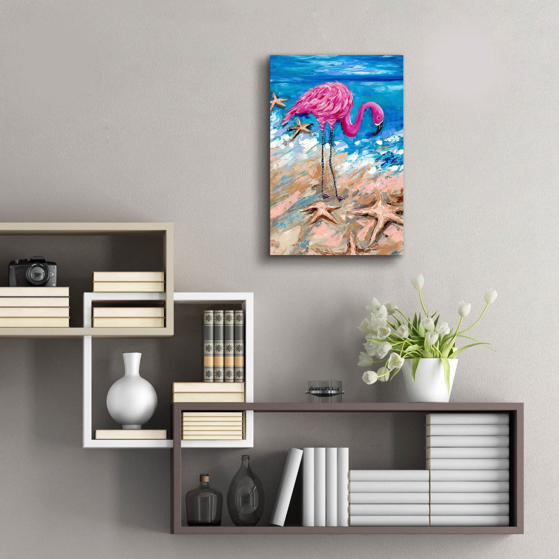 Epic Art 'Flamingo of Bonaire' by Estelle Grengs, Acrylic Glass Wall Art,16x24