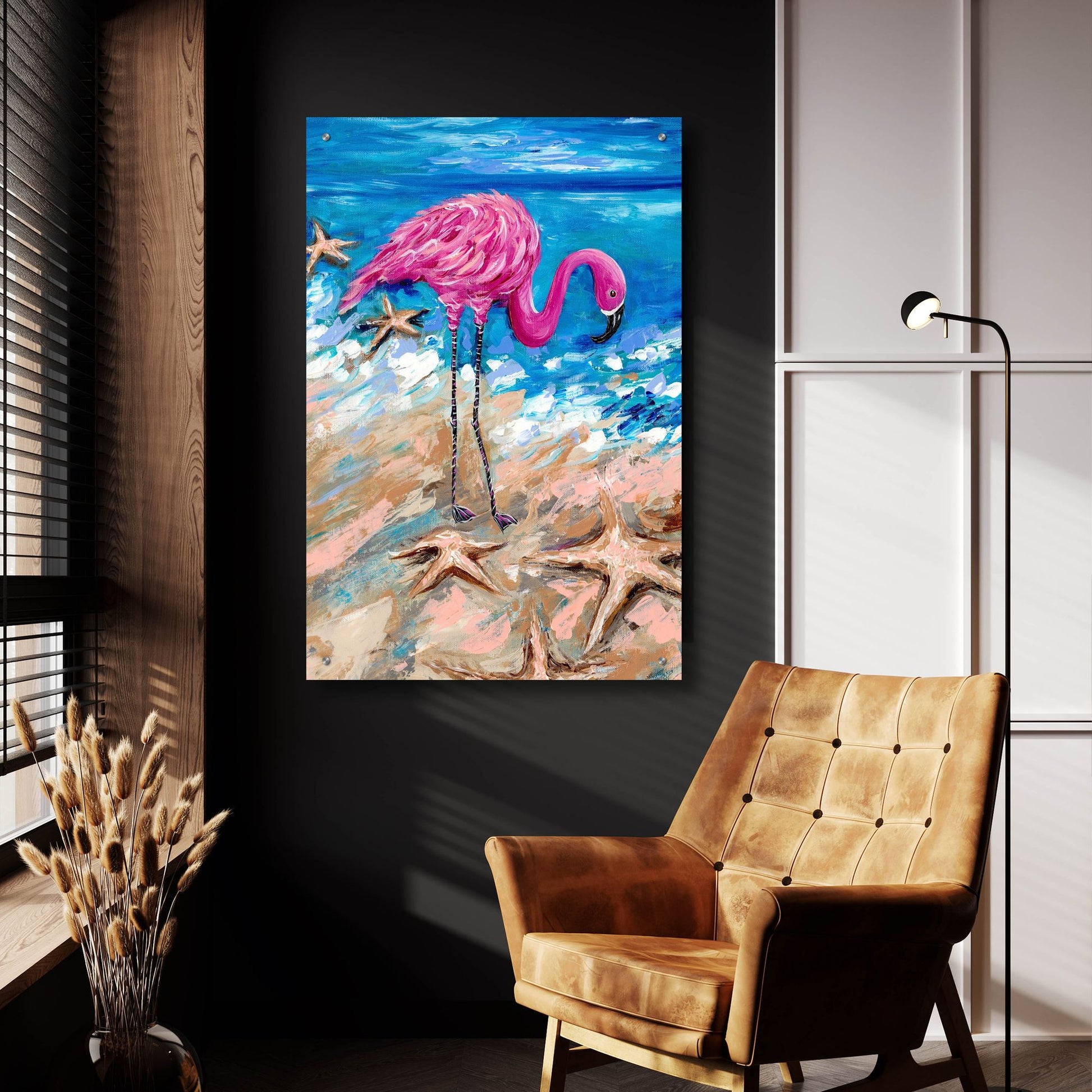 Epic Art 'Flamingo of Bonaire' by Estelle Grengs, Acrylic Glass Wall Art,24x36