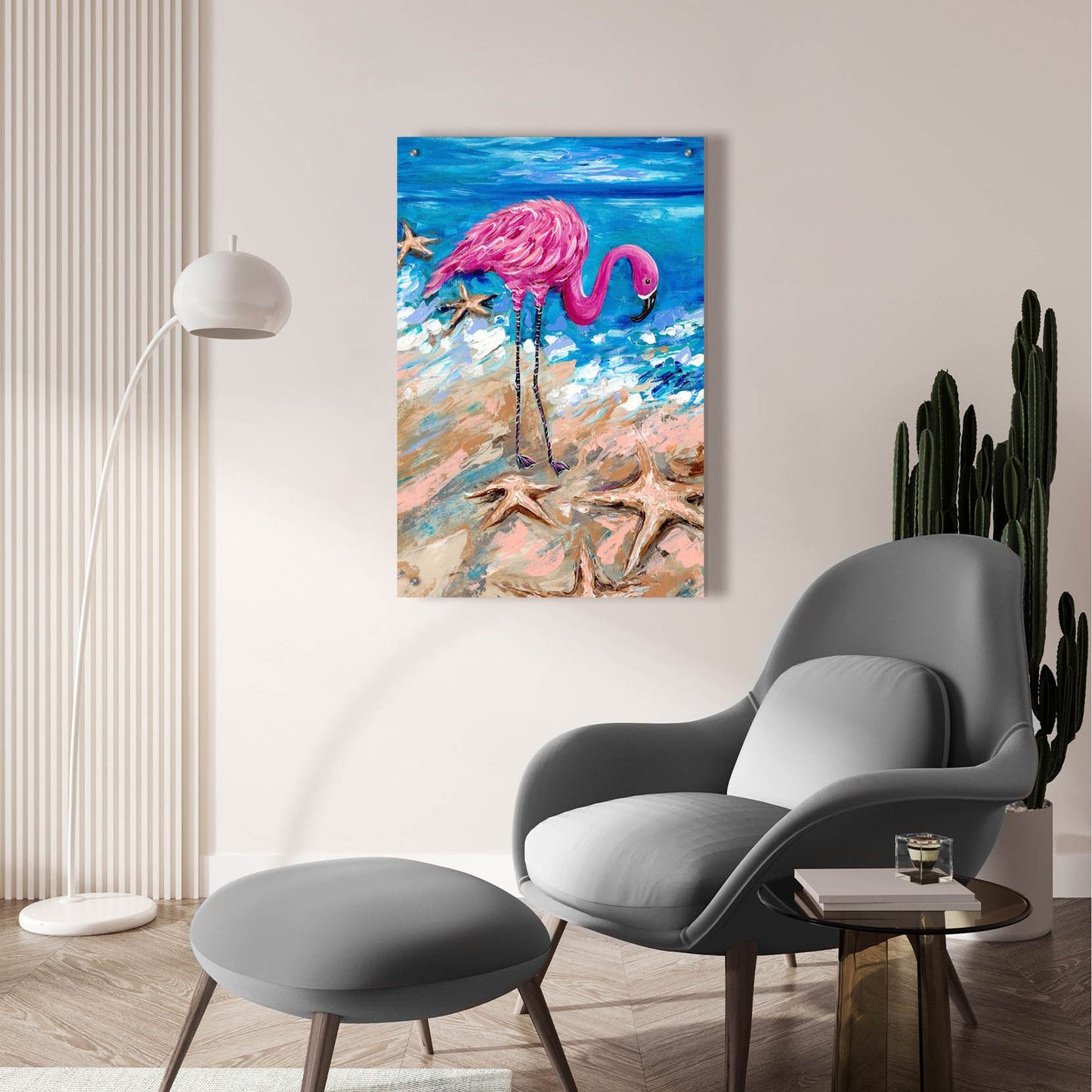 Epic Art 'Flamingo of Bonaire' by Estelle Grengs, Acrylic Glass Wall Art,24x36