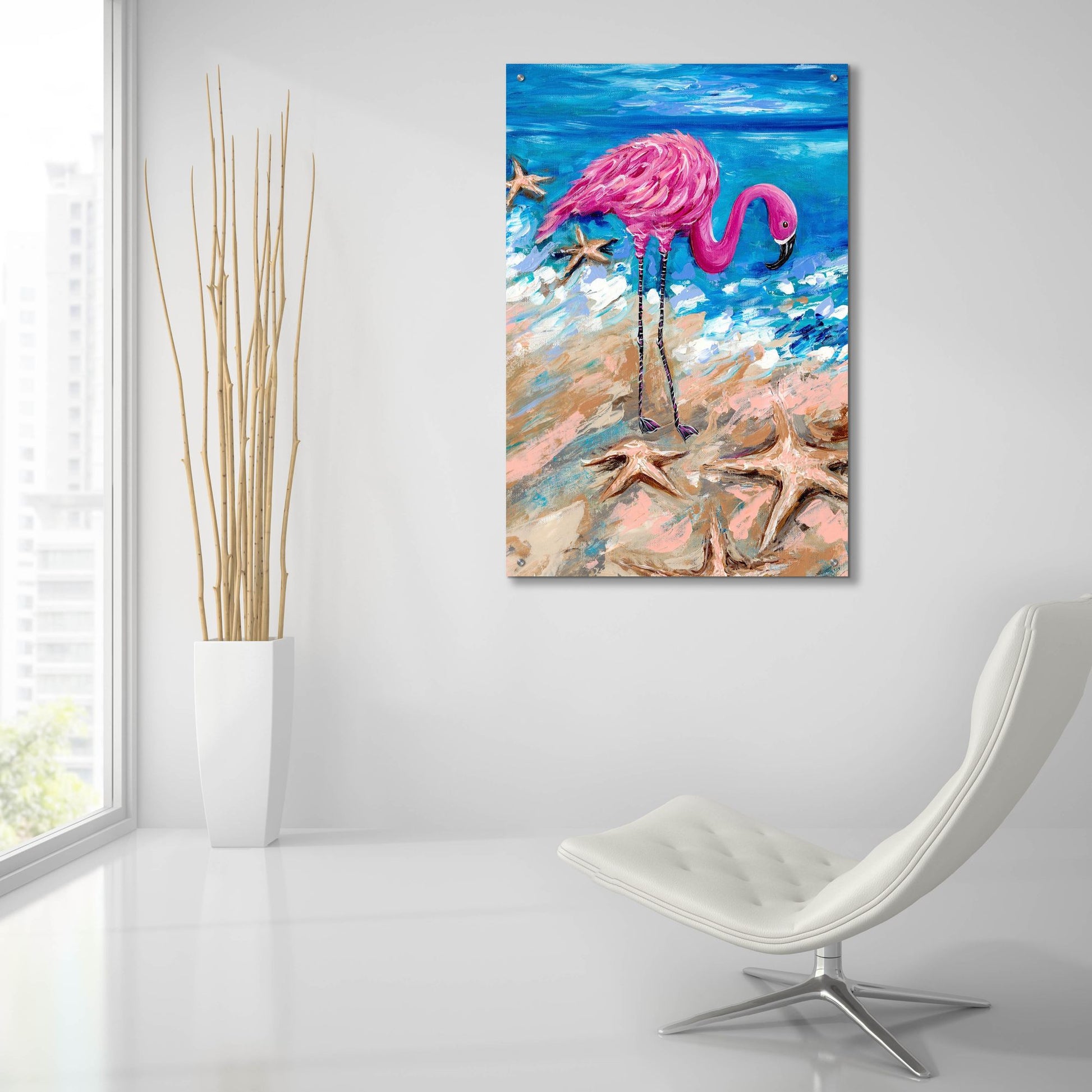 Epic Art 'Flamingo of Bonaire' by Estelle Grengs, Acrylic Glass Wall Art,24x36