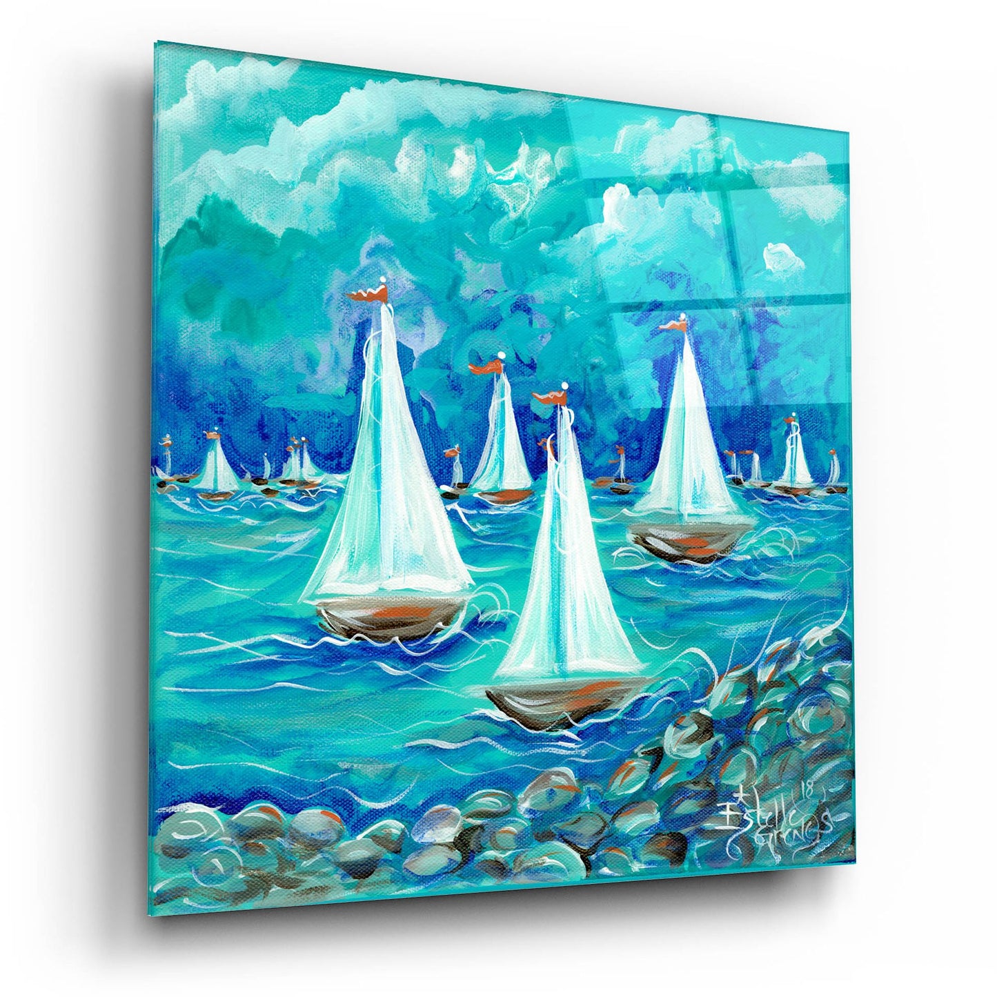 Epic Art 'Sailing' by Estelle Grengs, Acrylic Glass Wall Art,12x12