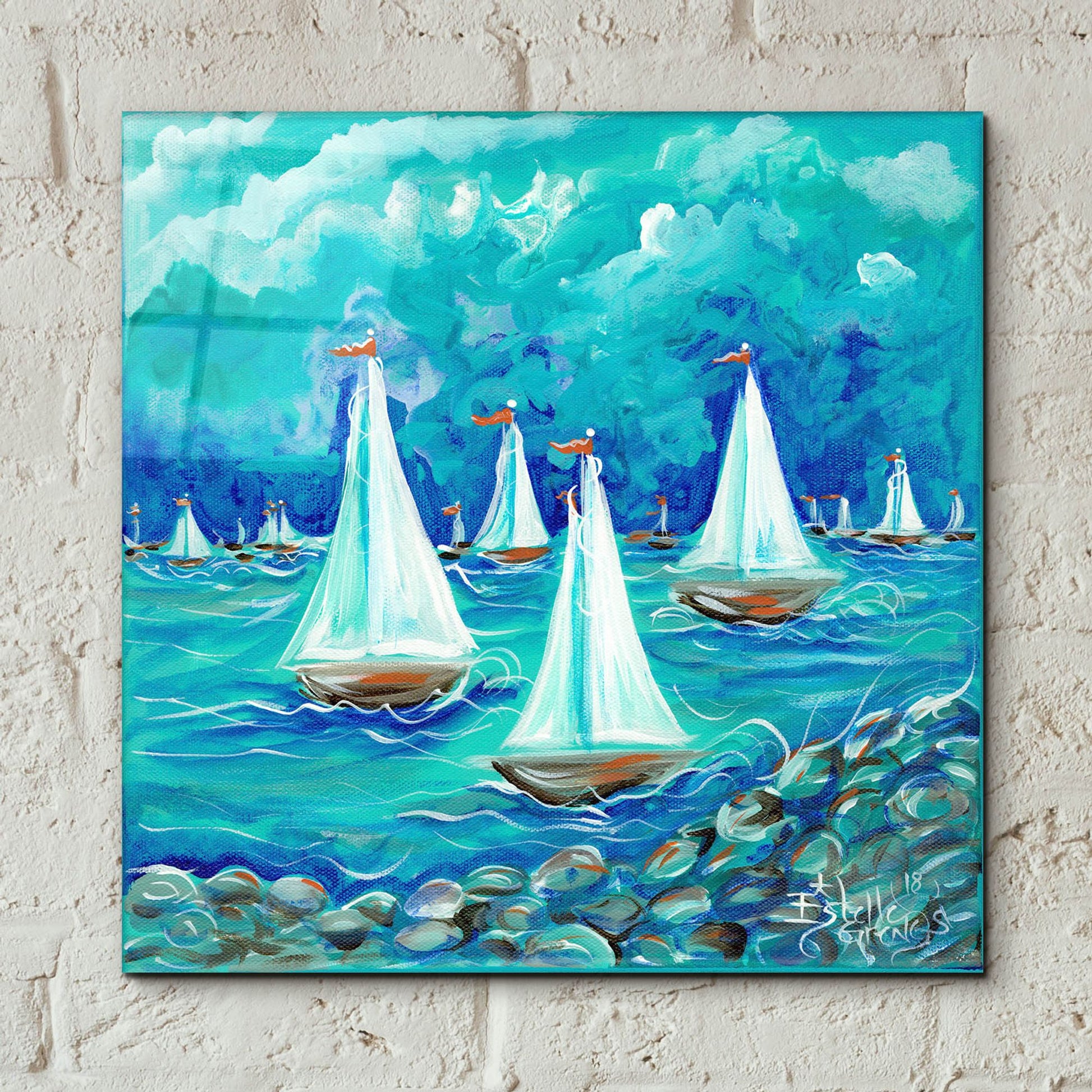 Epic Art 'Sailing' by Estelle Grengs, Acrylic Glass Wall Art,12x12