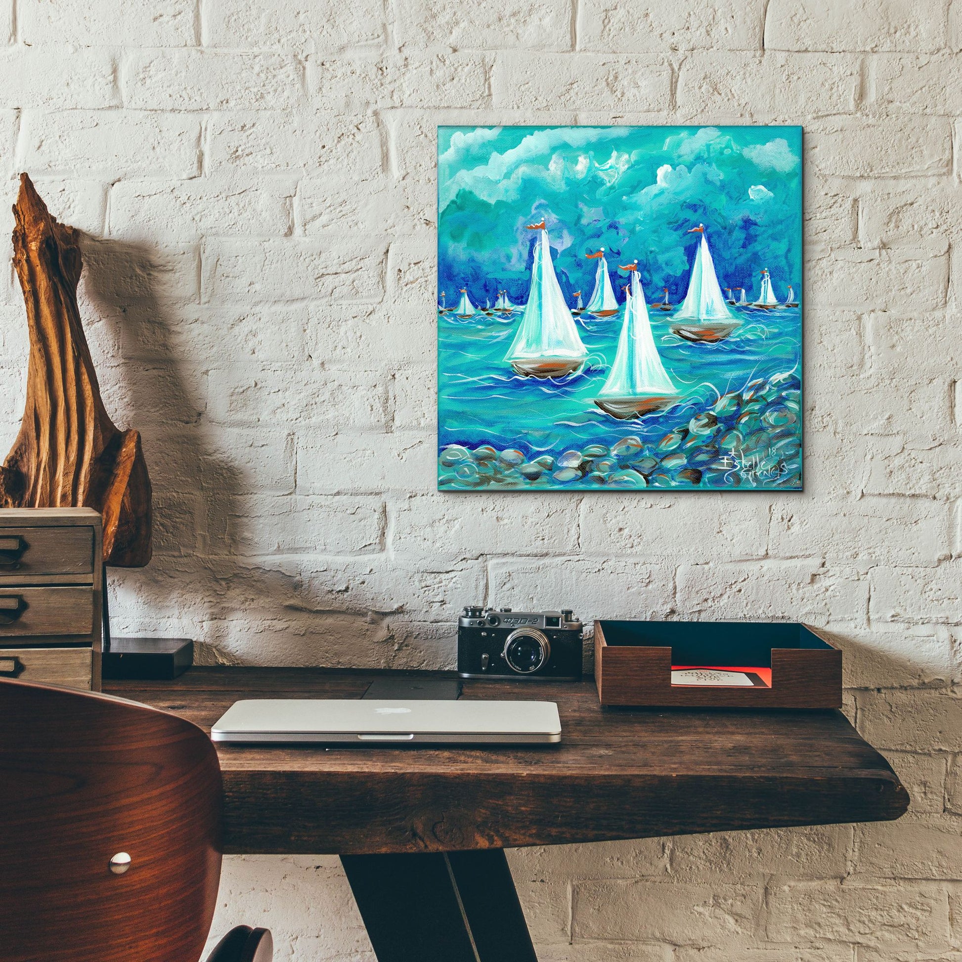 Epic Art 'Sailing' by Estelle Grengs, Acrylic Glass Wall Art,12x12