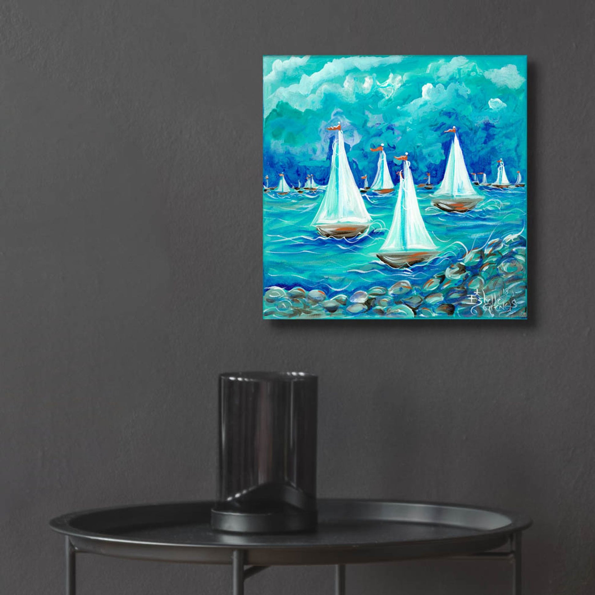 Epic Art 'Sailing' by Estelle Grengs, Acrylic Glass Wall Art,12x12