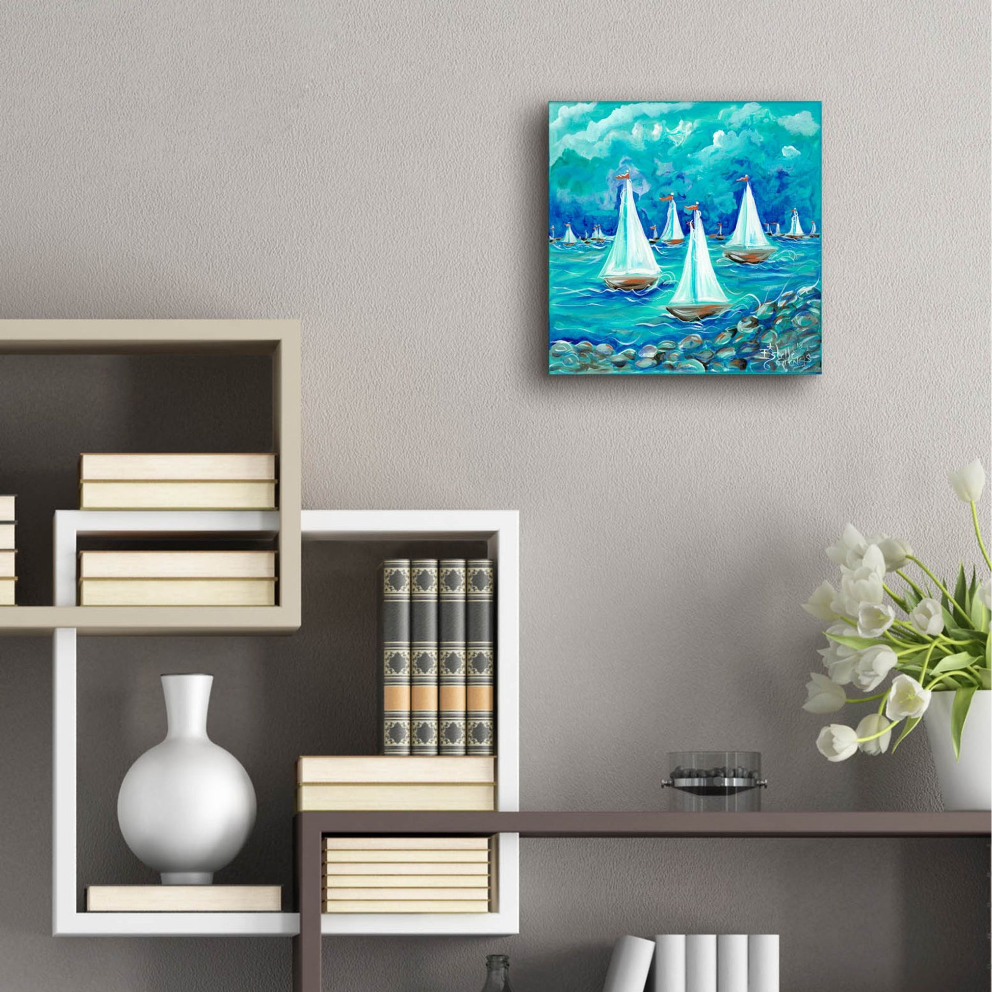 Epic Art 'Sailing' by Estelle Grengs, Acrylic Glass Wall Art,12x12