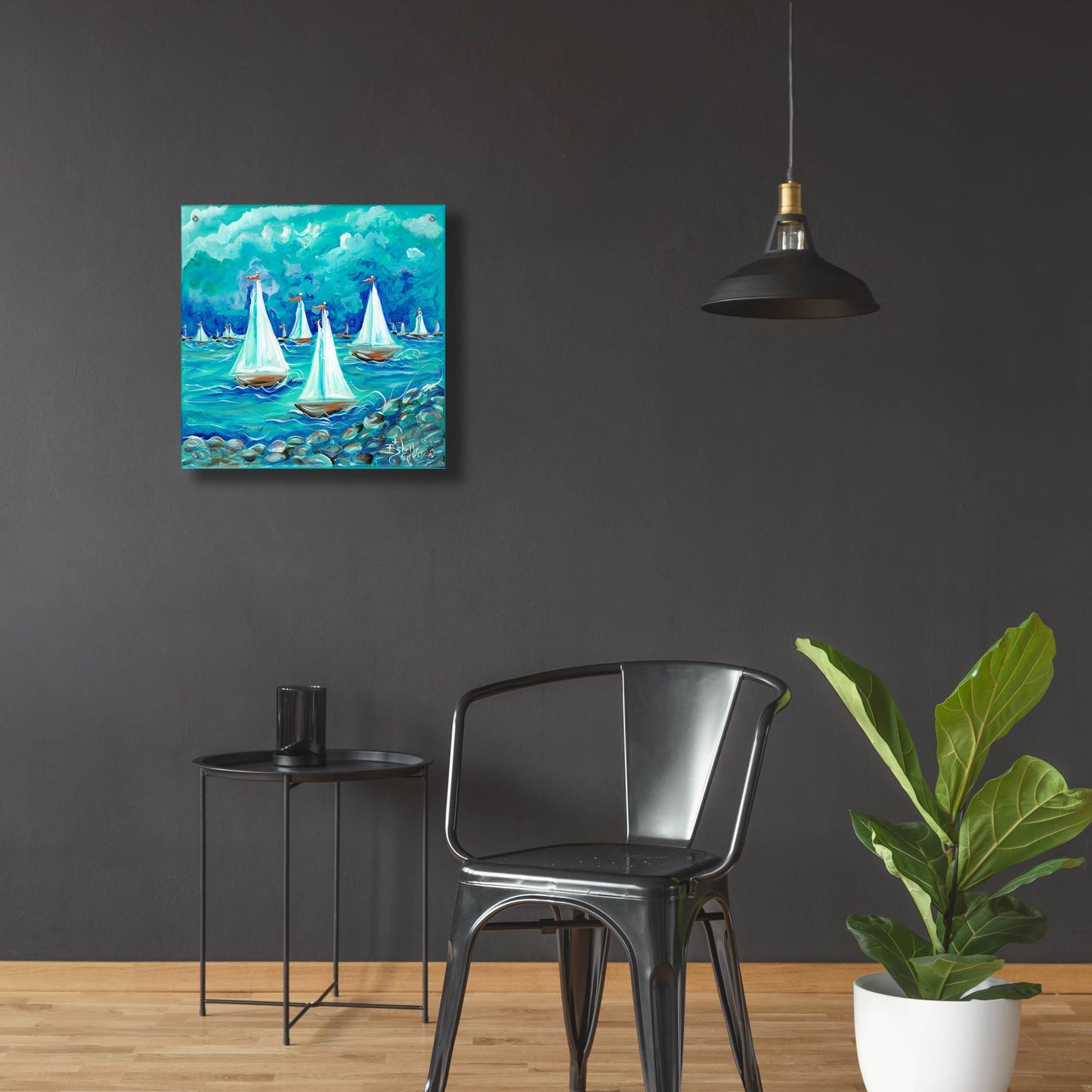 Epic Art 'Sailing' by Estelle Grengs, Acrylic Glass Wall Art,24x24