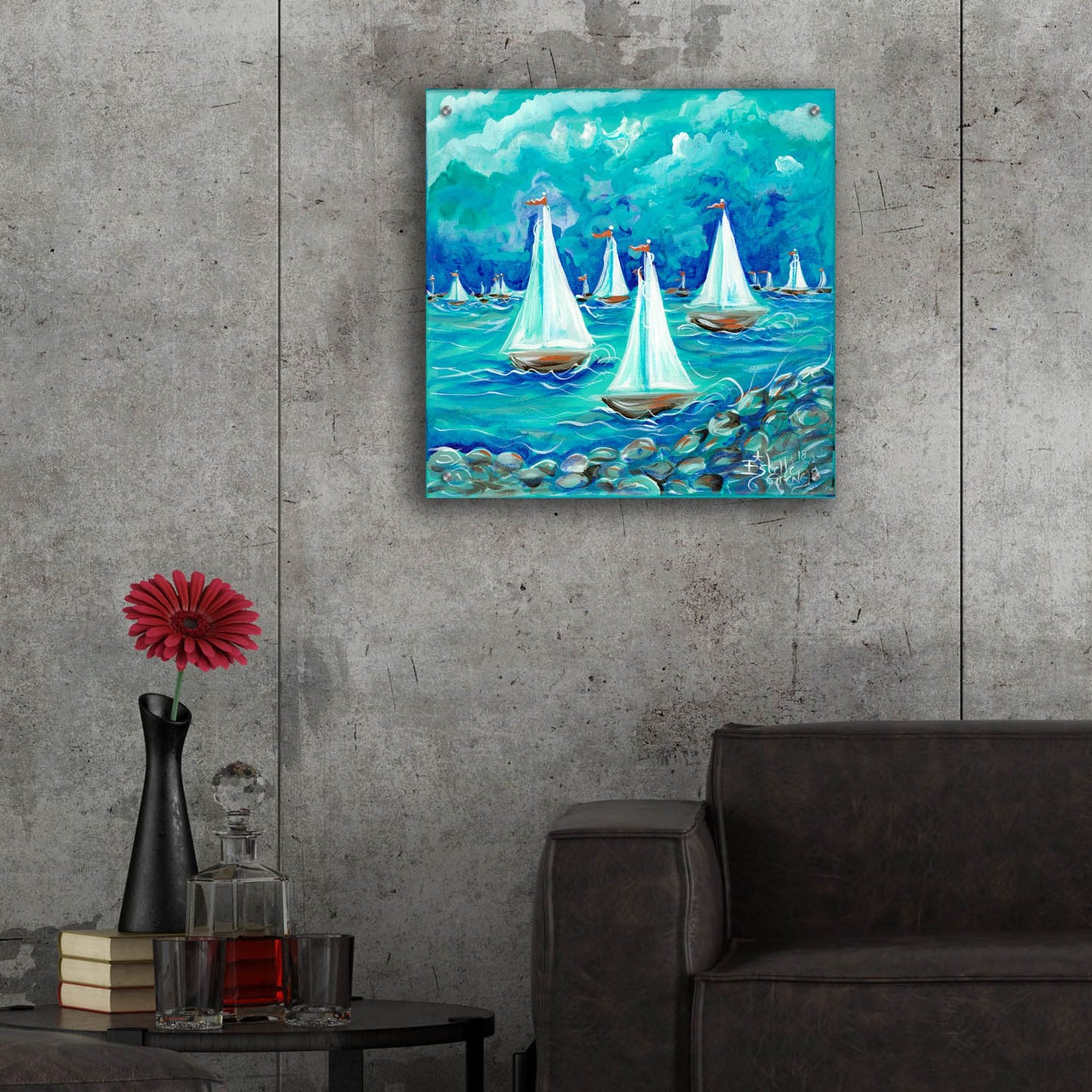 Epic Art 'Sailing' by Estelle Grengs, Acrylic Glass Wall Art,24x24