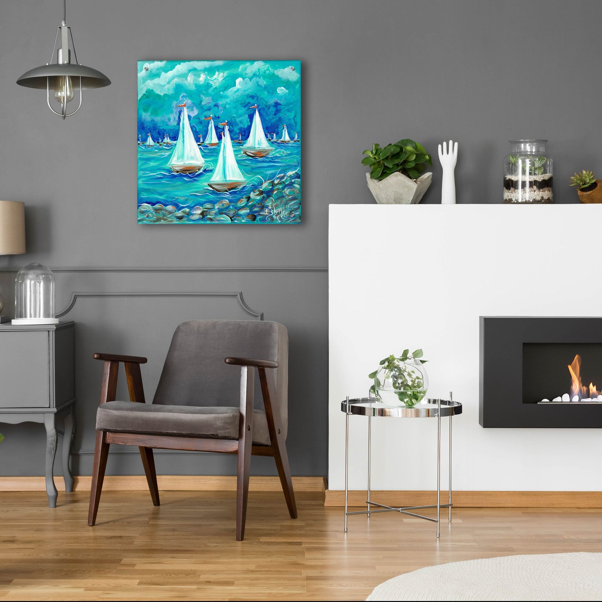 Epic Art 'Sailing' by Estelle Grengs, Acrylic Glass Wall Art,24x24