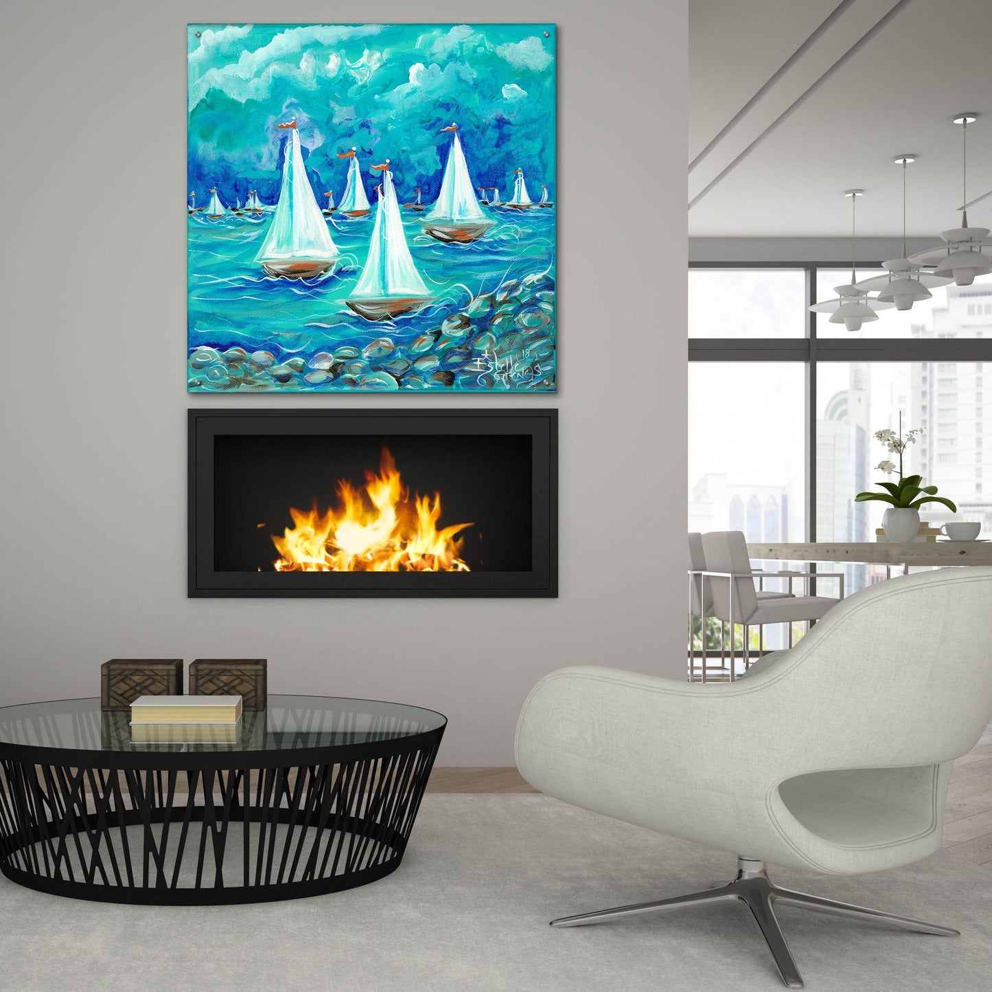 Epic Art 'Sailing' by Estelle Grengs, Acrylic Glass Wall Art,36x36