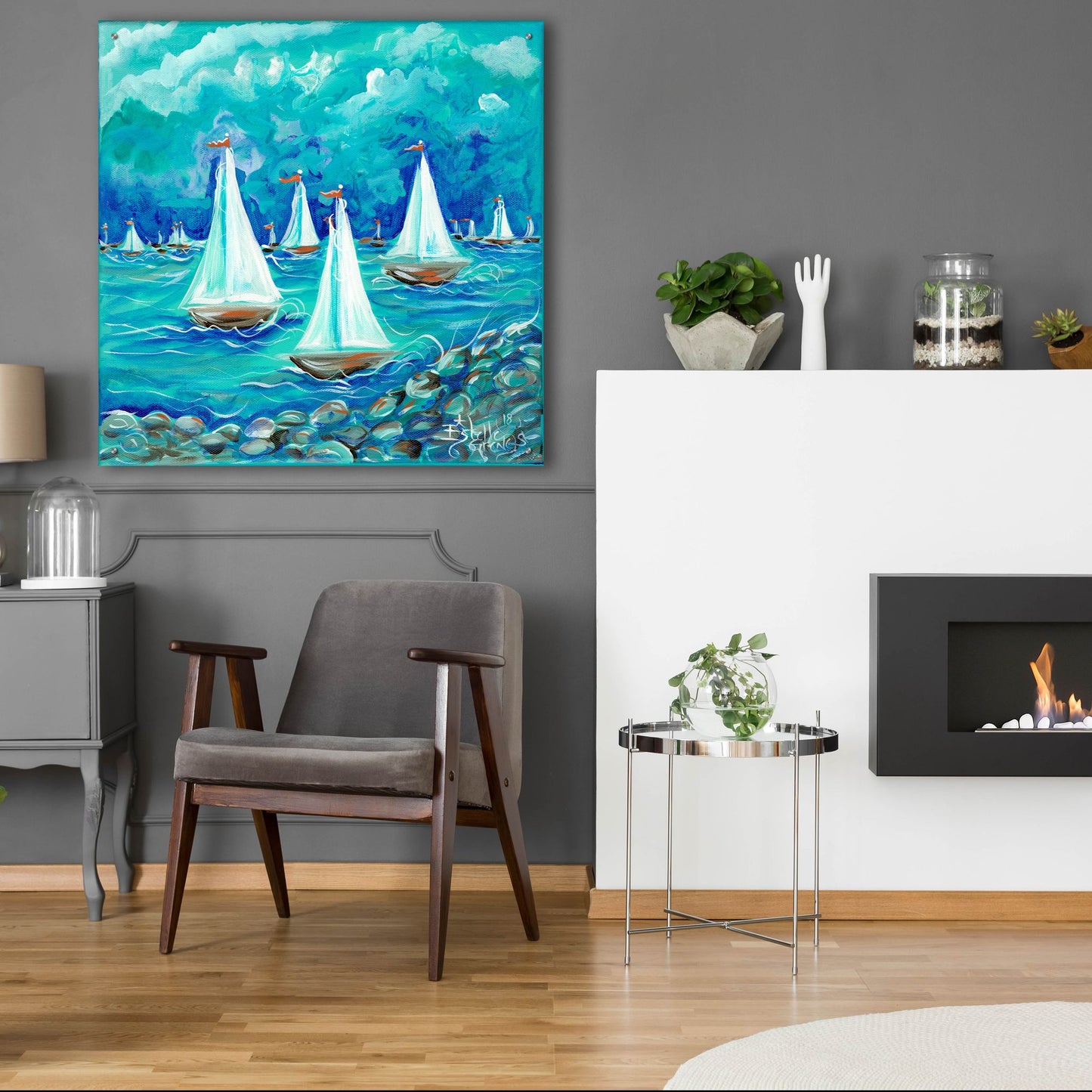 Epic Art 'Sailing' by Estelle Grengs, Acrylic Glass Wall Art,36x36