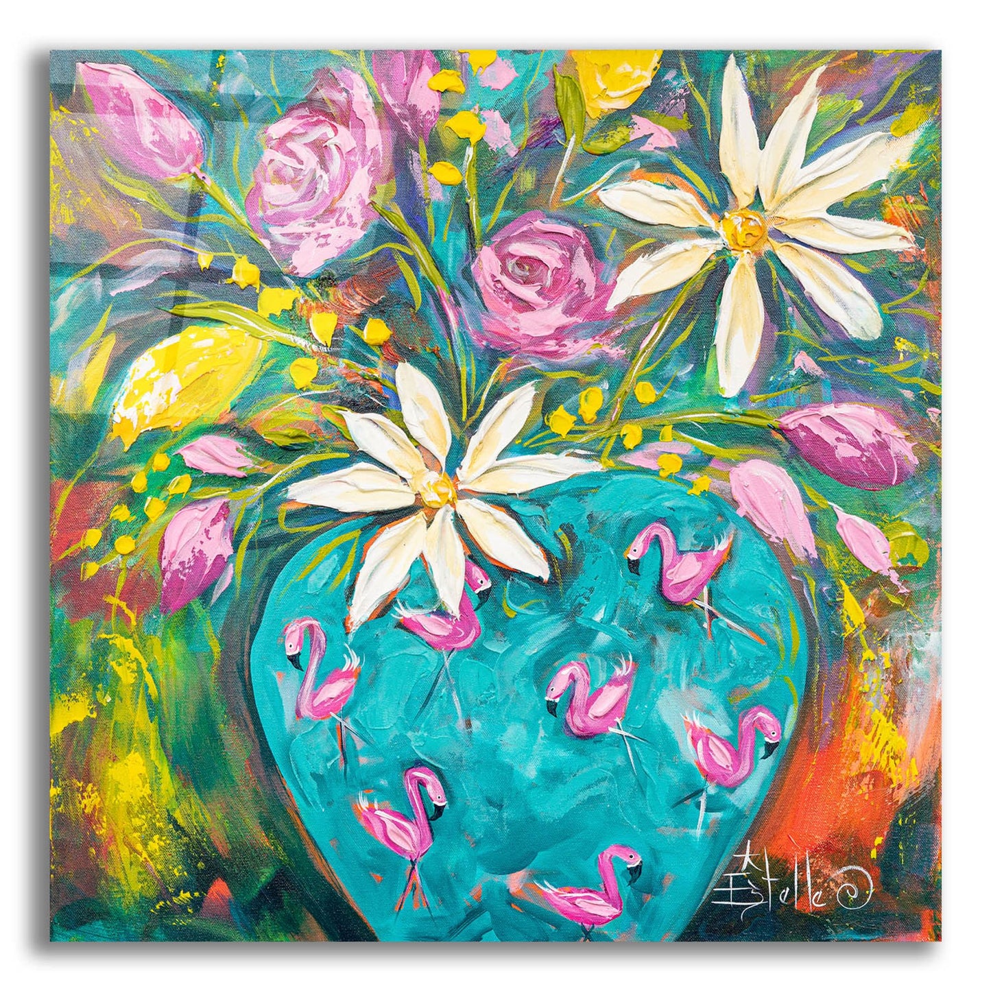 Epic Art 'Flamingo Vase' by Estelle Grengs, Acrylic Glass Wall Art