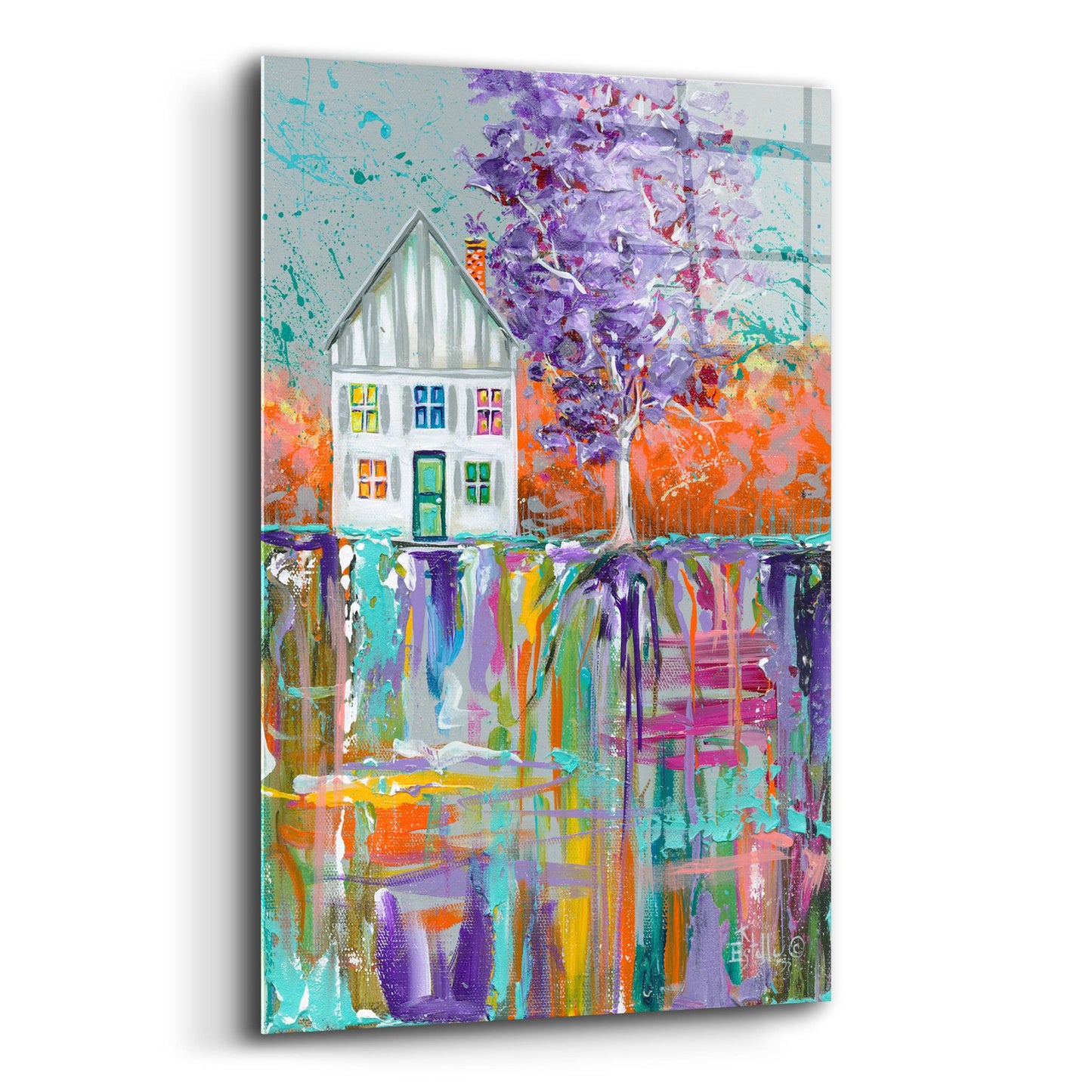 Epic Art 'House With Purple Tree' by Estelle Grengs, Acrylic Glass Wall Art,12x16