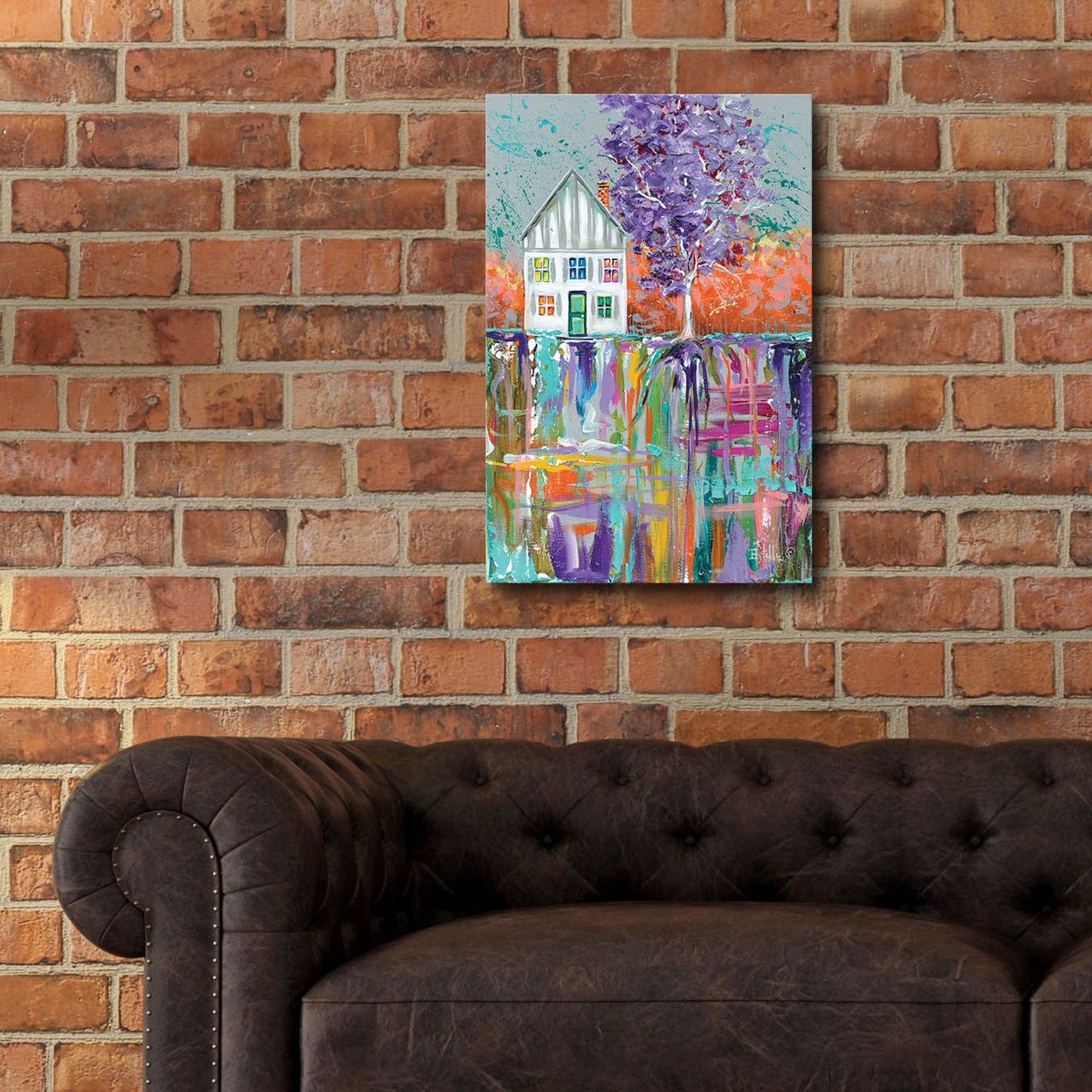 Epic Art 'House With Purple Tree' by Estelle Grengs, Acrylic Glass Wall Art,16x24