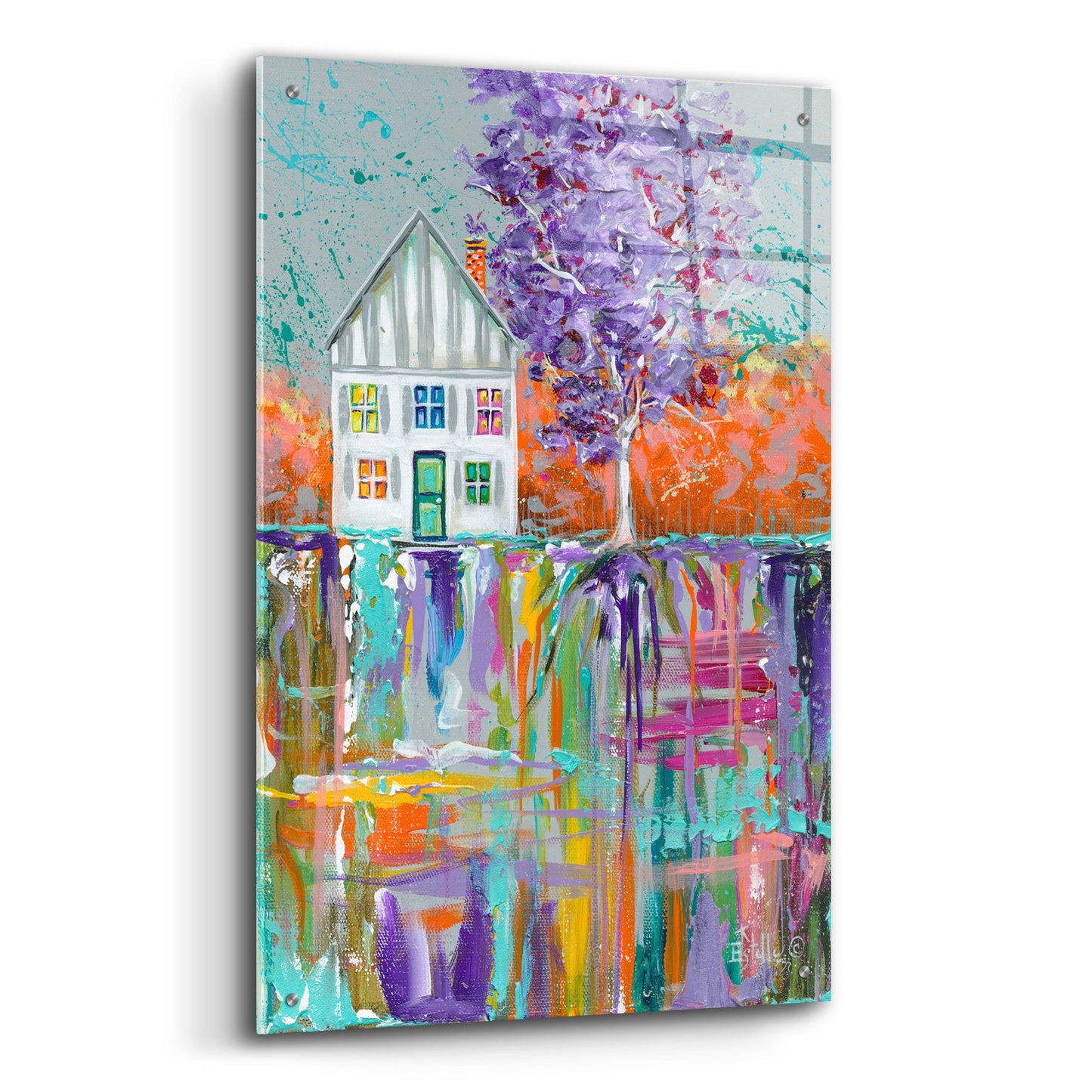 Epic Art 'House With Purple Tree' by Estelle Grengs, Acrylic Glass Wall Art,24x36