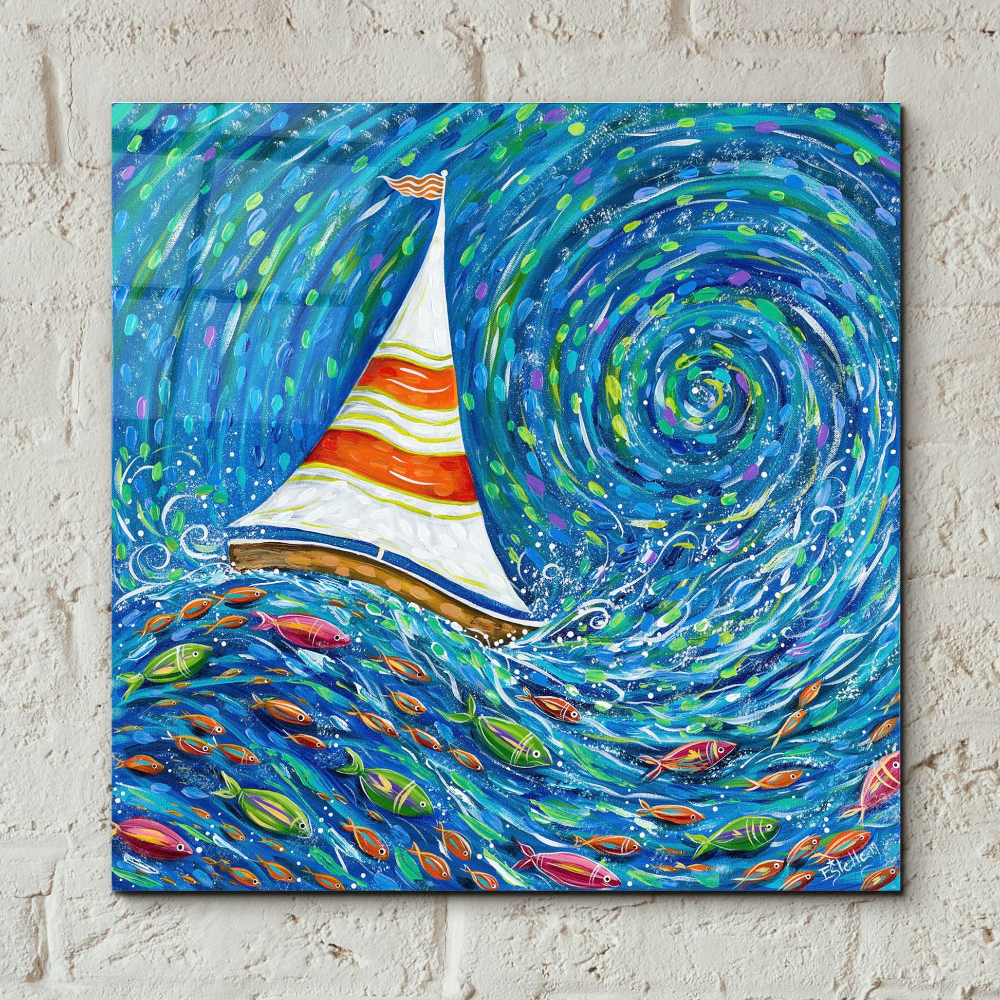 Epic Art 'Set Sail' by Estelle Grengs, Acrylic Glass Wall Art,12x12