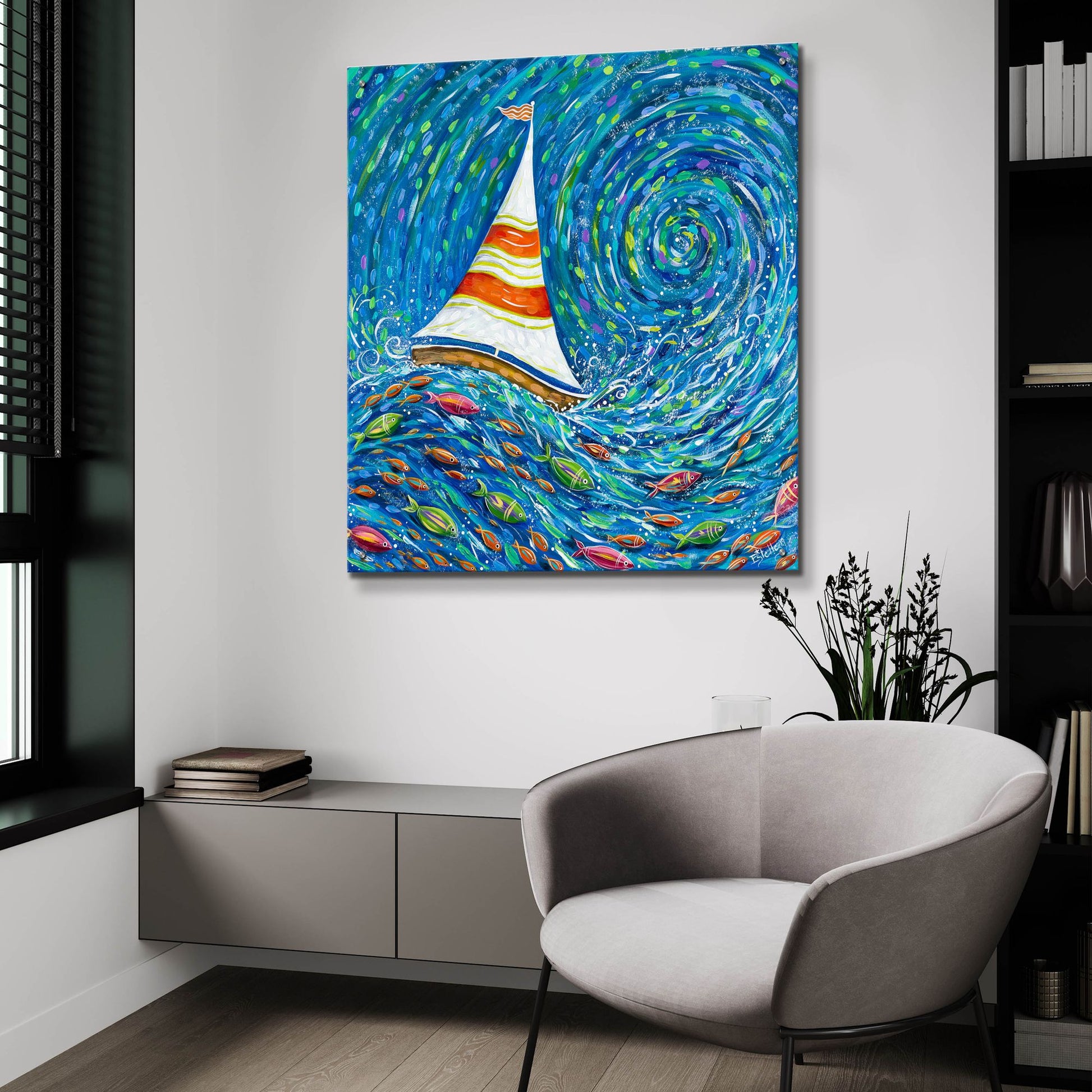 Epic Art 'Set Sail' by Estelle Grengs, Acrylic Glass Wall Art,36x36