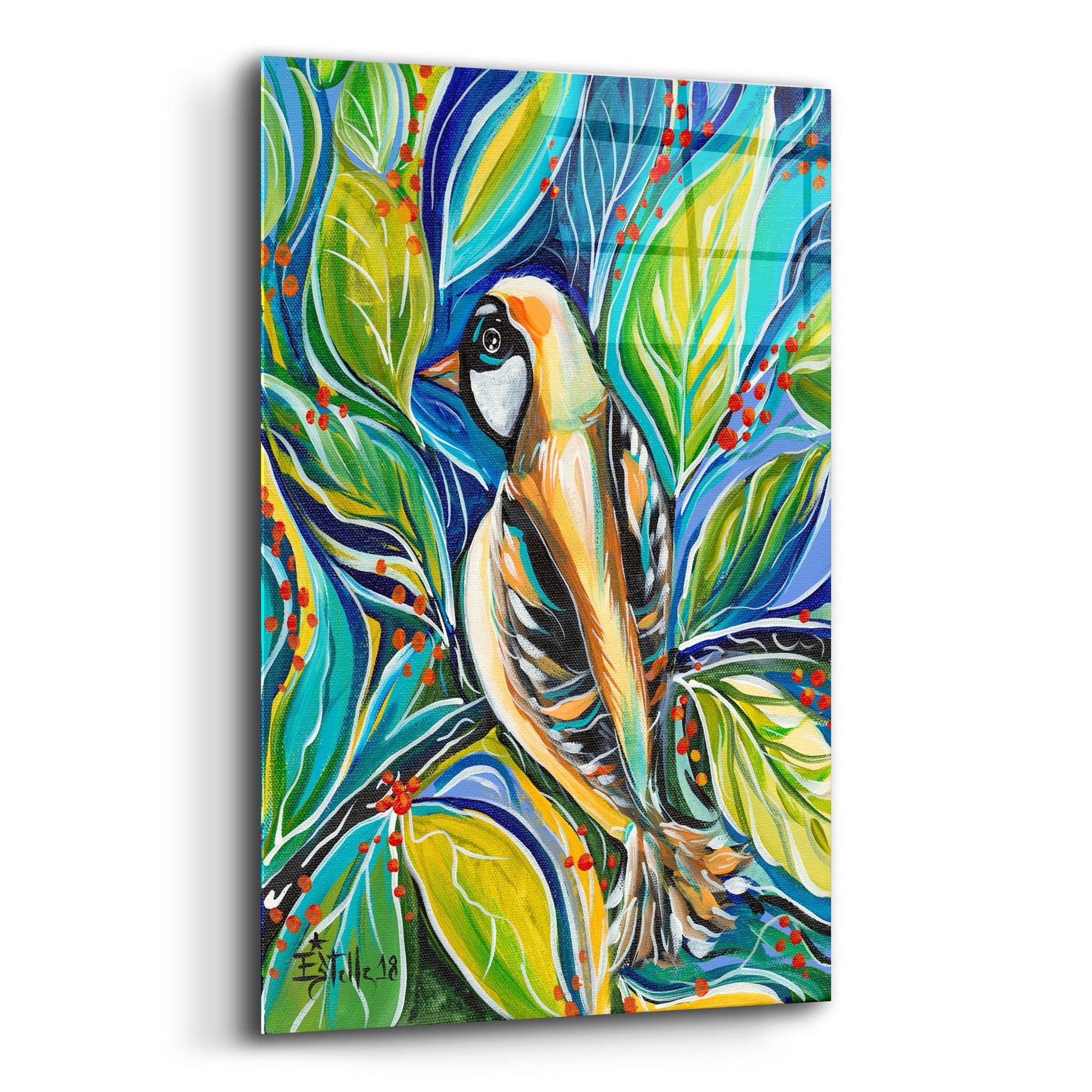 Epic Art 'Tribal Bird' by Estelle Grengs, Acrylic Glass Wall Art,12x16