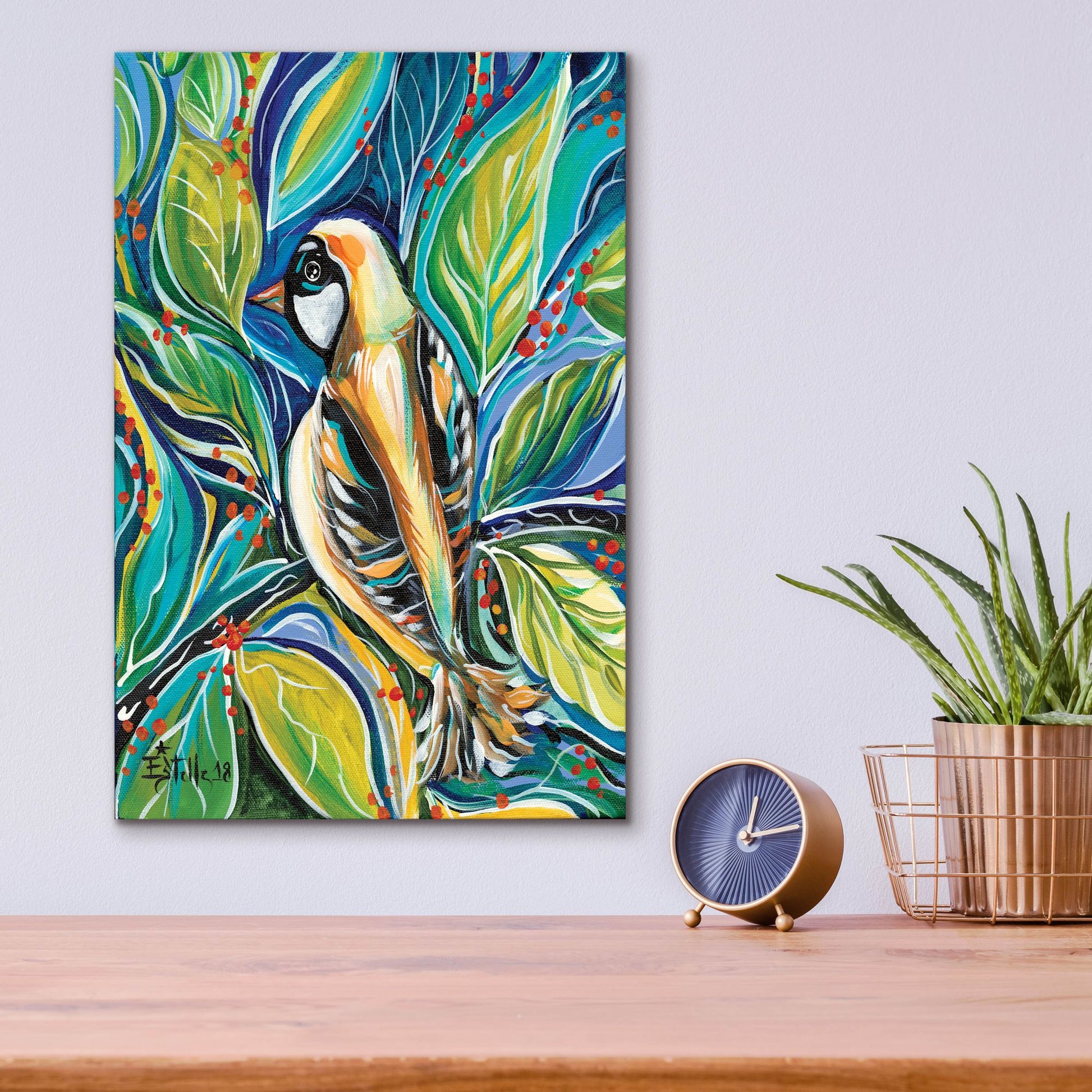 Epic Art 'Tribal Bird' by Estelle Grengs, Acrylic Glass Wall Art,12x16