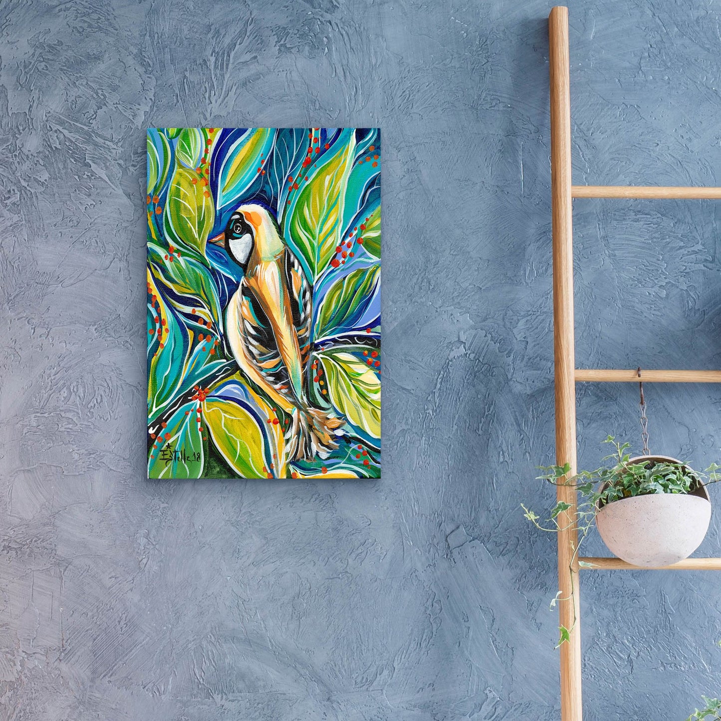 Epic Art 'Tribal Bird' by Estelle Grengs, Acrylic Glass Wall Art,16x24