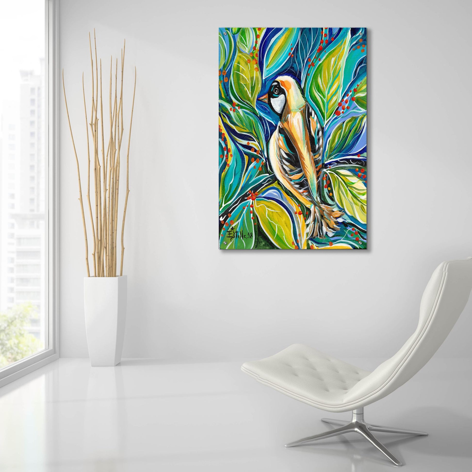 Epic Art 'Tribal Bird' by Estelle Grengs, Acrylic Glass Wall Art,24x36