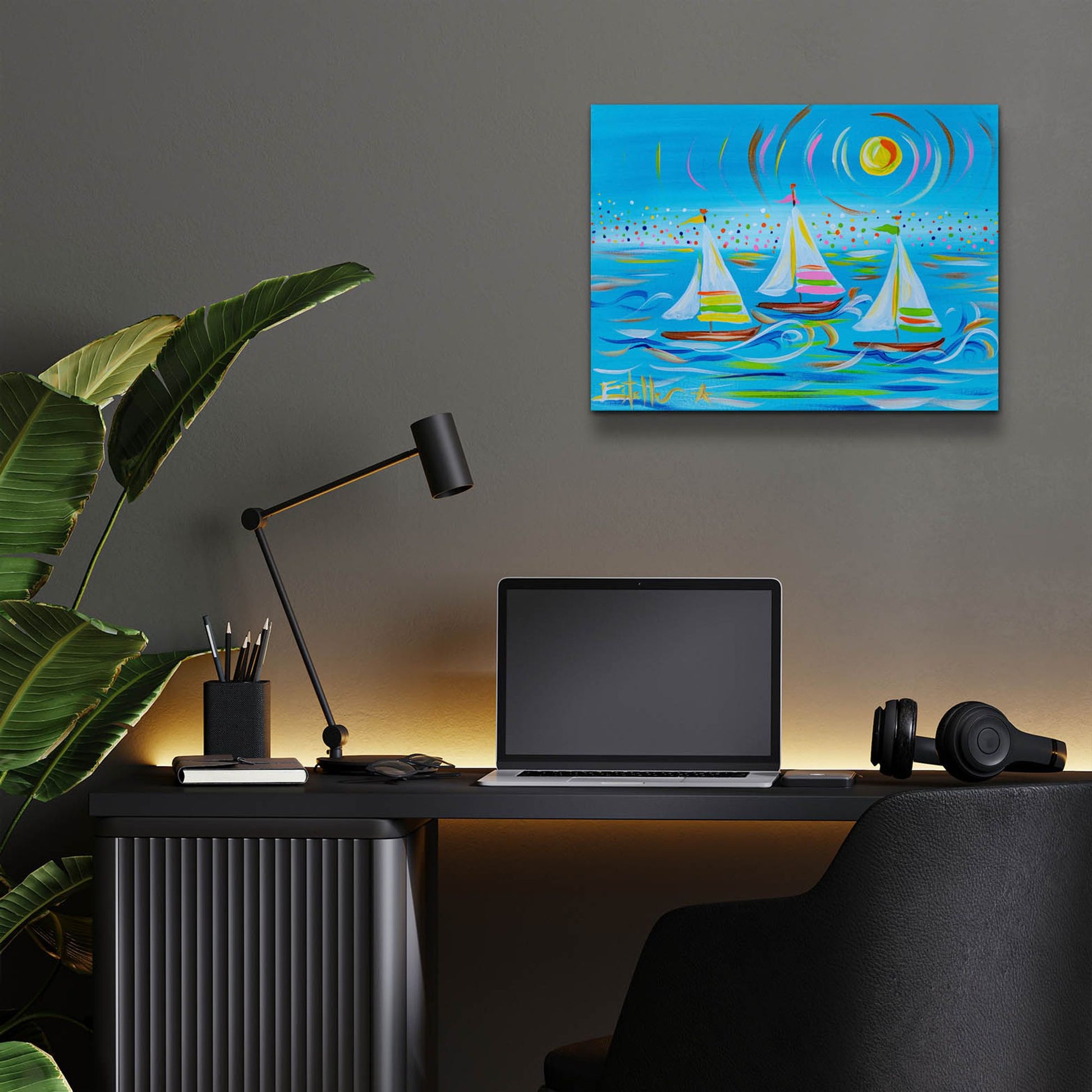 Epic Art 'Whimiscal Sail' by Estelle Grengs, Acrylic Glass Wall Art,16x12