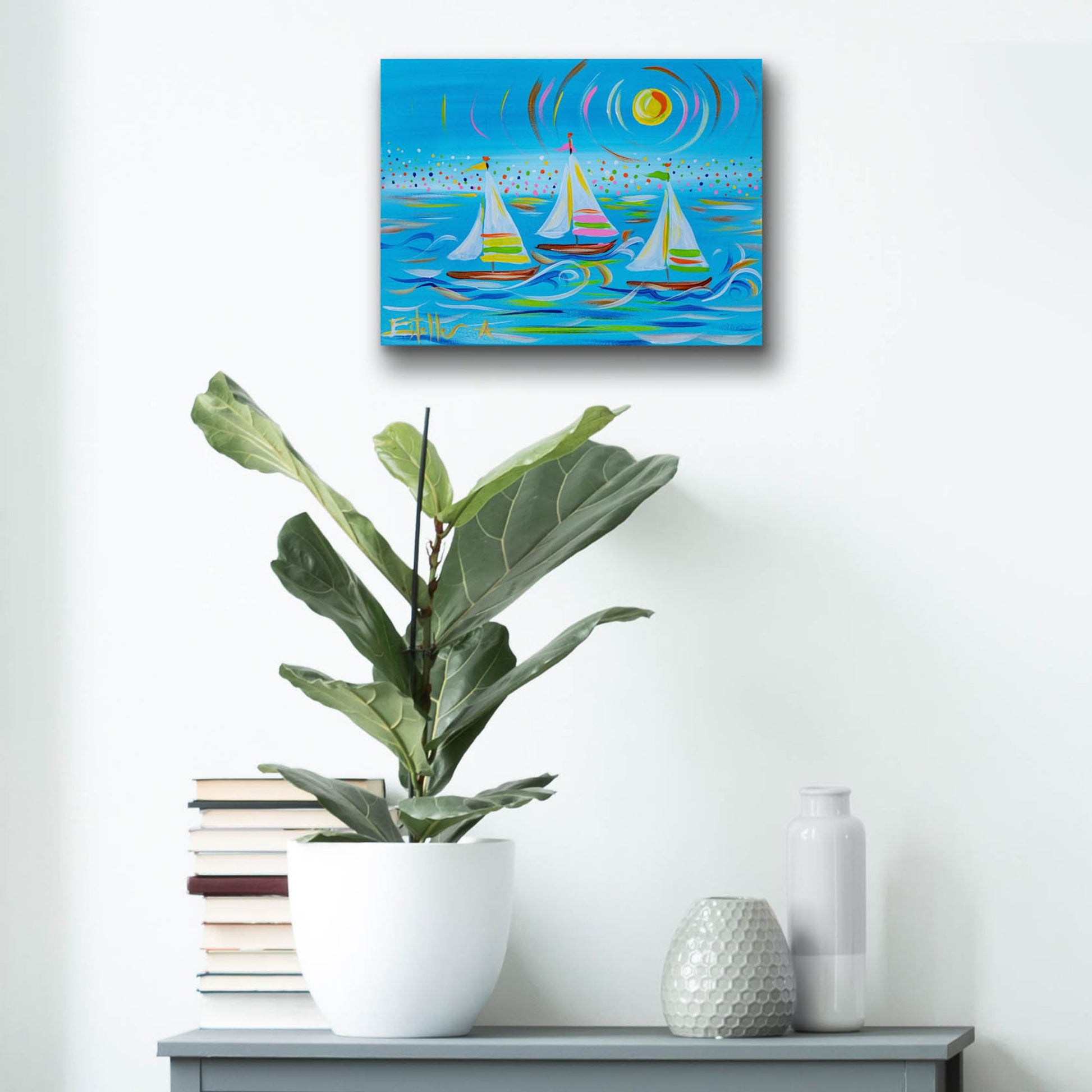 Epic Art 'Whimiscal Sail' by Estelle Grengs, Acrylic Glass Wall Art,16x12