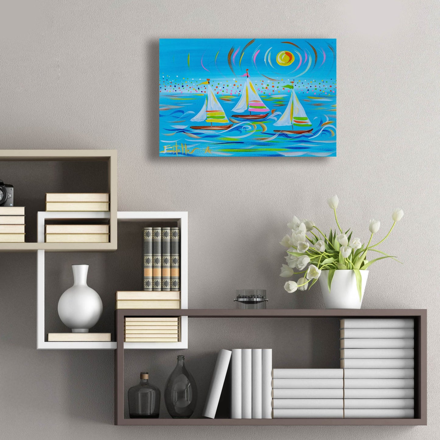 Epic Art 'Whimiscal Sail' by Estelle Grengs, Acrylic Glass Wall Art,24x16