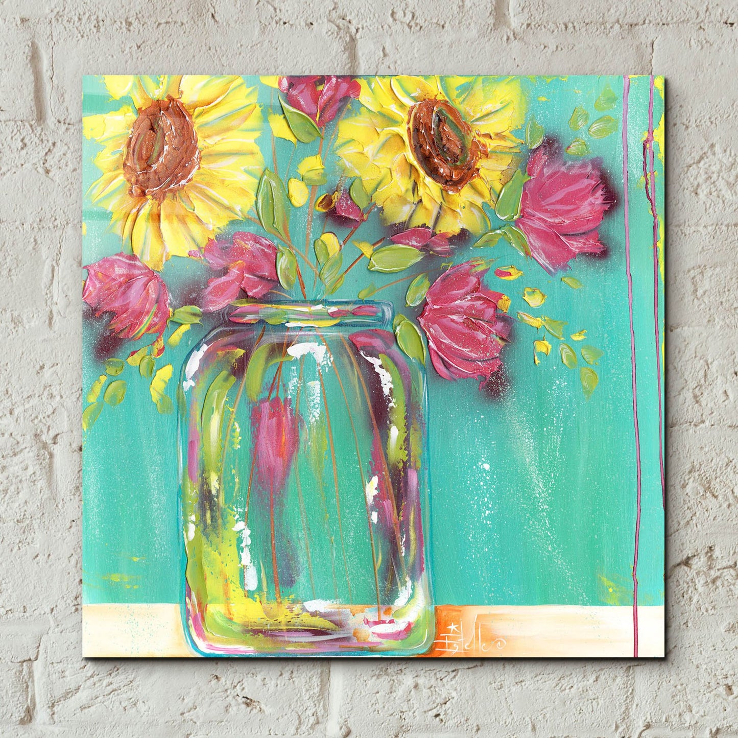 Epic Art 'Mason Jar Flowers' by Estelle Grengs, Acrylic Glass Wall Art,12x12